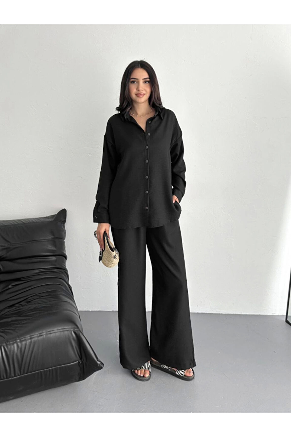Gömlek Pantolon Ikili Takım - Siyah