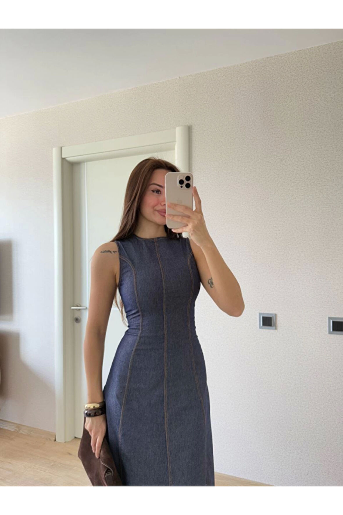 Jeans Kot Uzun Elbise - Lacivert