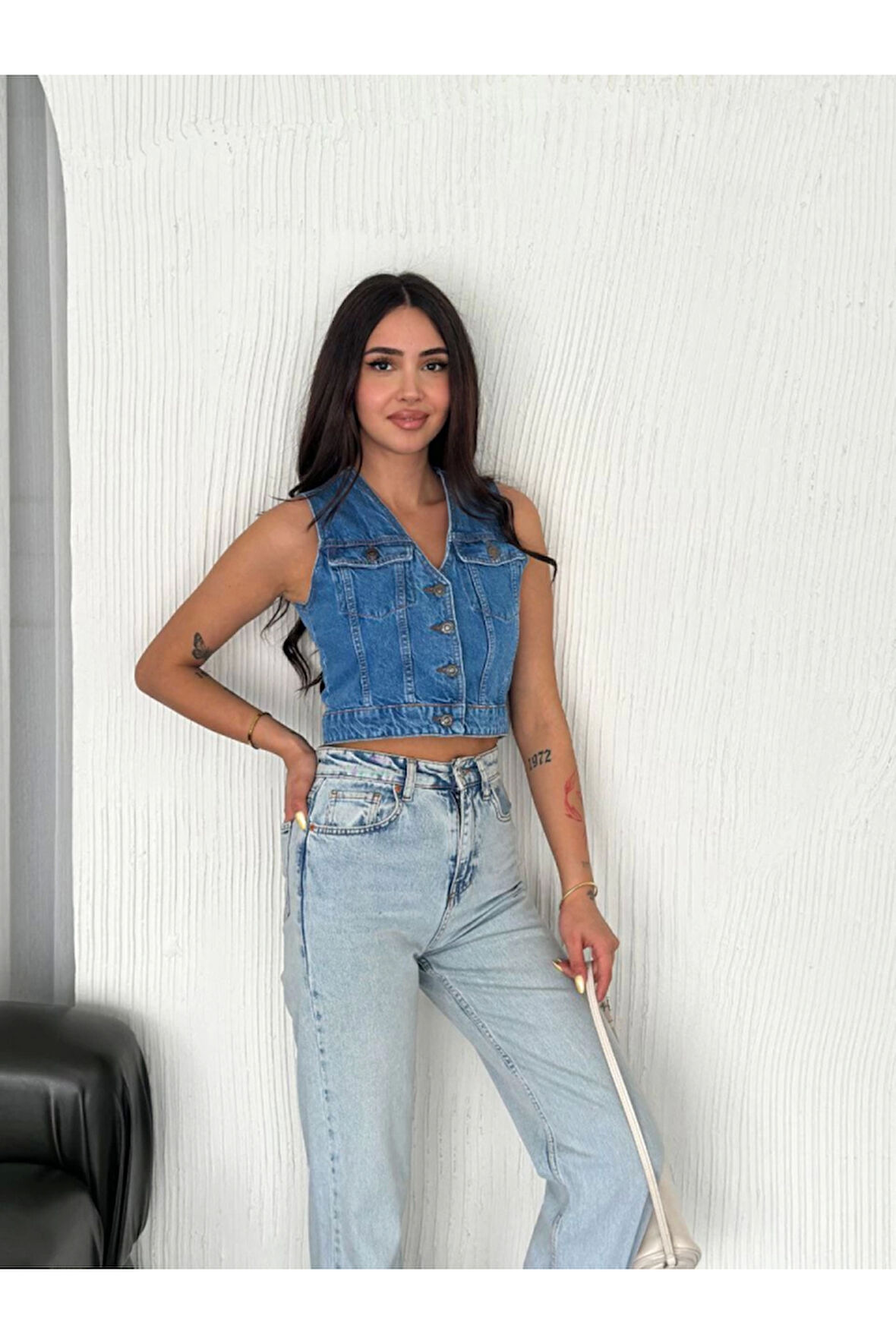 Kot Jeans Yelek - Mavi