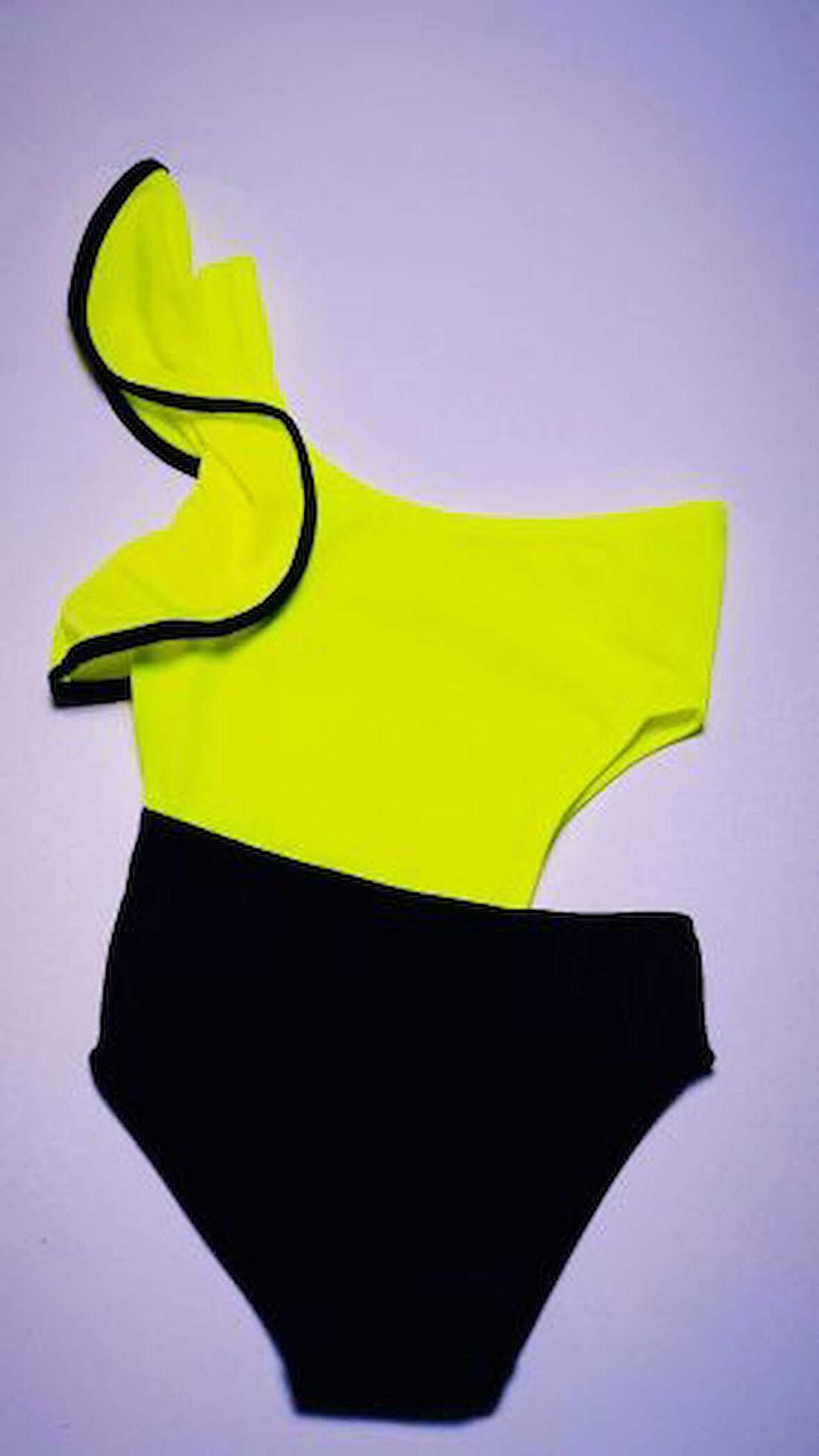 NEON SARI KOLU VOLAN DETAYLI KIZ ÇOCUK MAYO DB200566CM