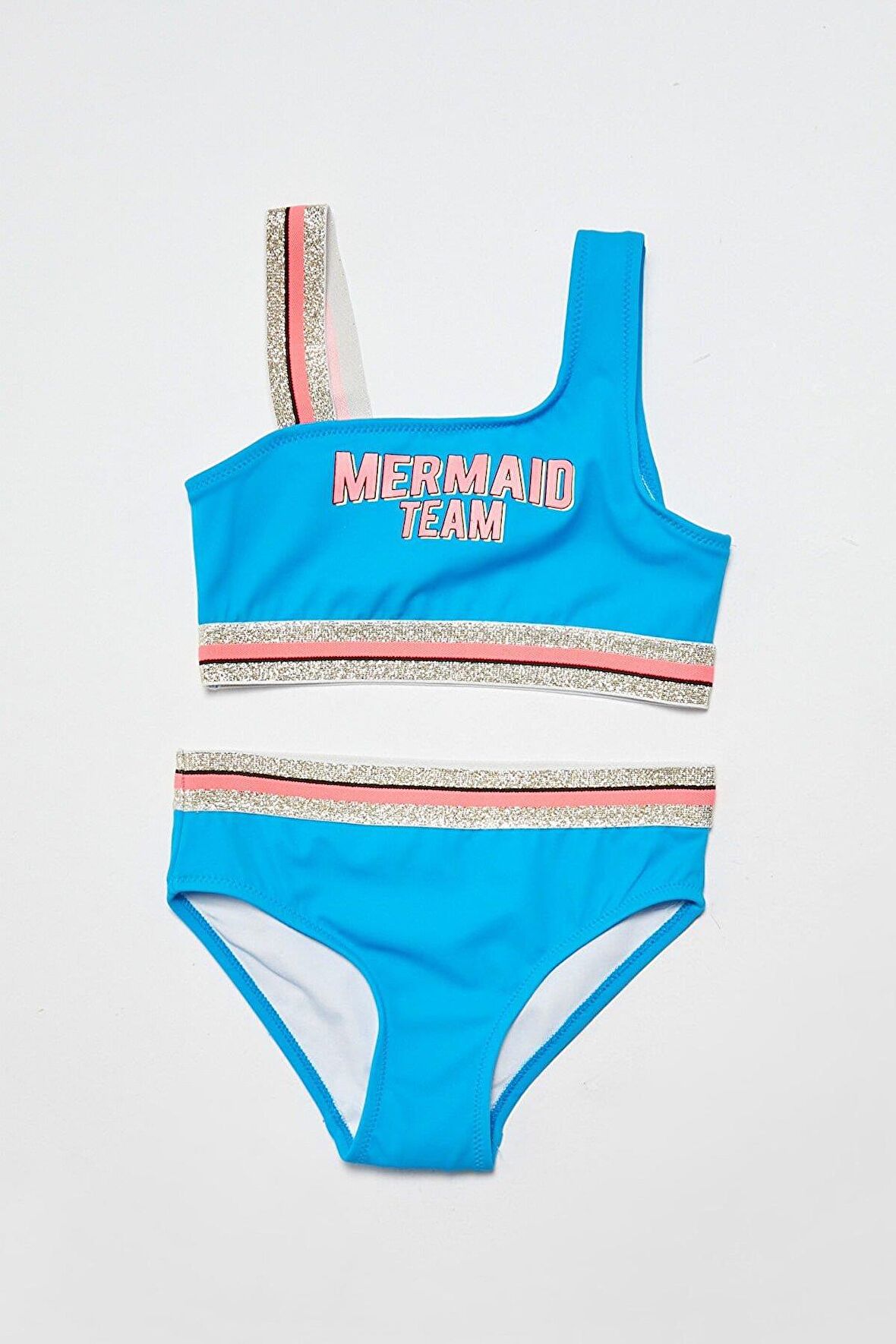 Mavi simli askılı kız çocuk bikini takım DB200716BT
