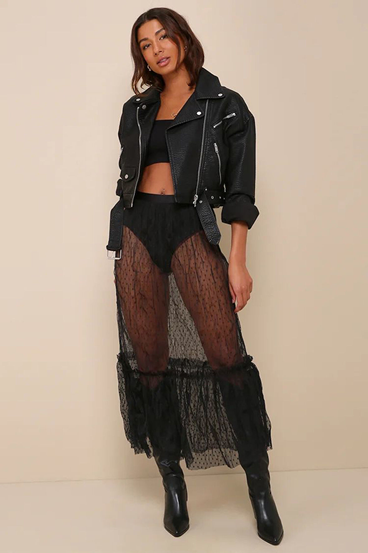 Fırıfırlı uzun dantel etek