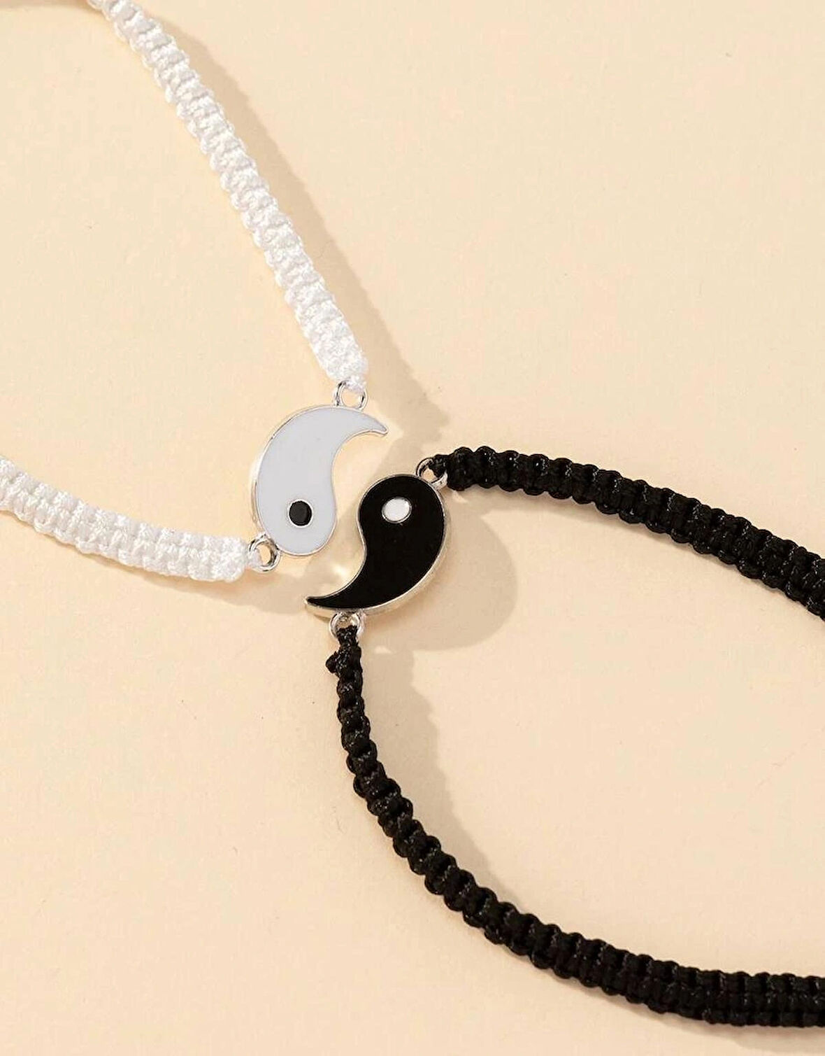 Siyah Beyaz Yin Yang İkili Bileklik