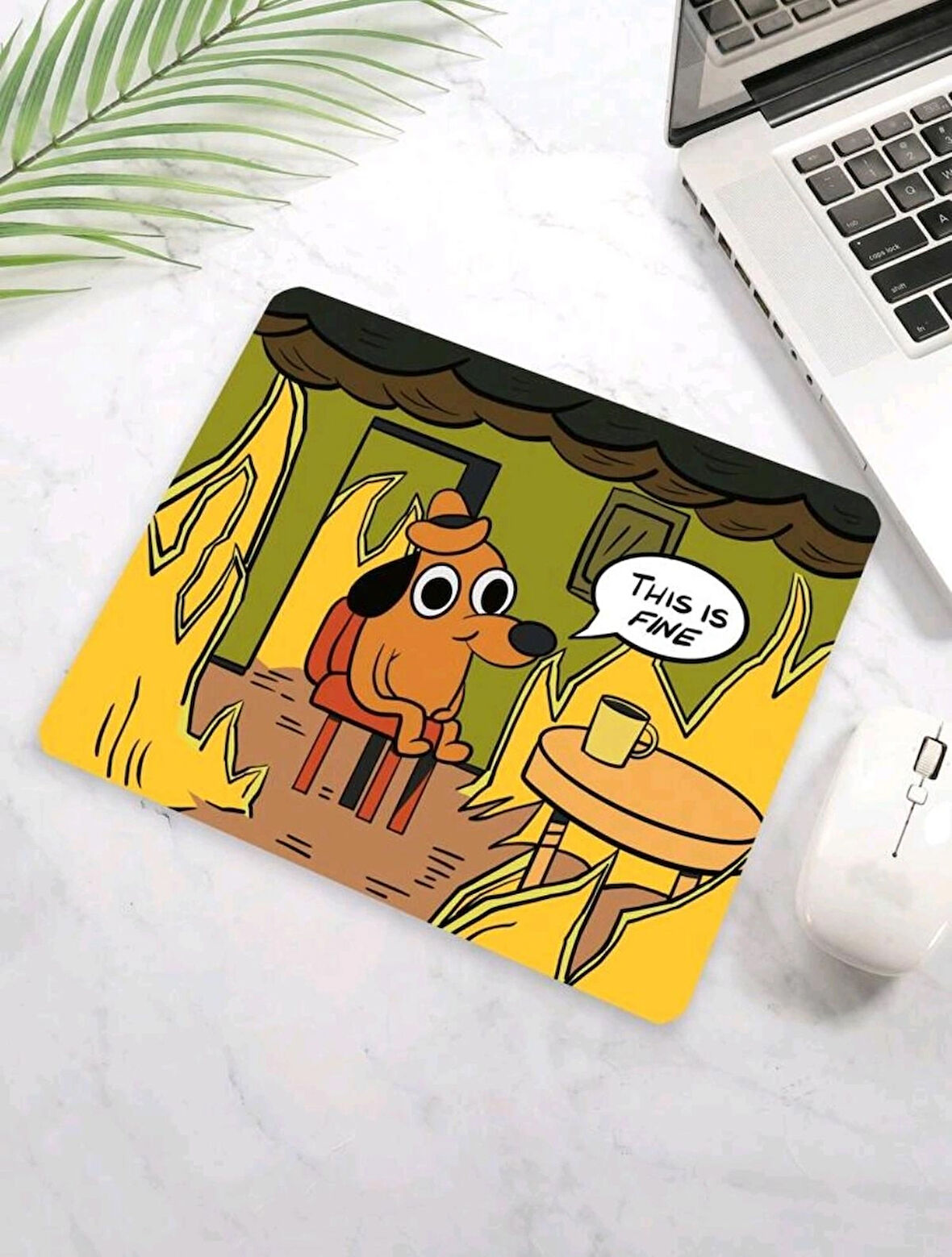 This is fine Yazılı Karikatür Desenli Mouse Pad