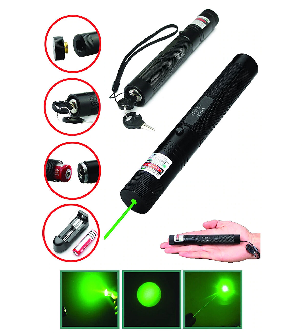 Şarjlı Yeşil Lazer Pointer 100 Mw (4130)