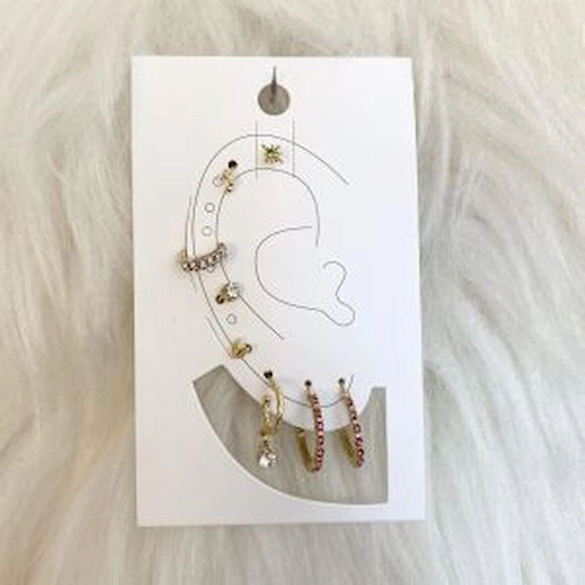 Küpe Seti Pembe Taşlı