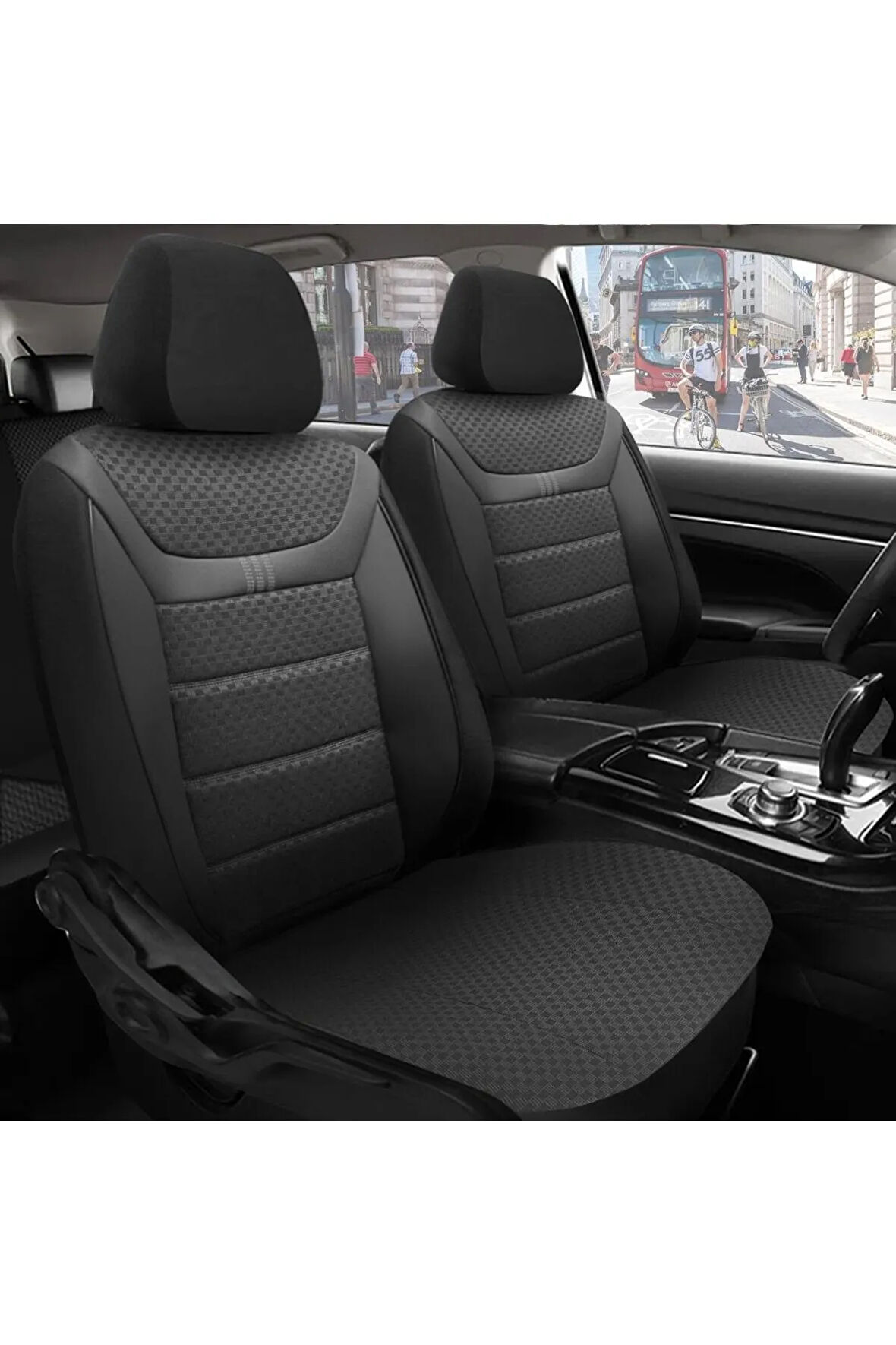 KZY UNİVERSAL JASPER GRİ Honda Jazz 2002-2007 Uyumlu Oto Koltuk Kılıfı