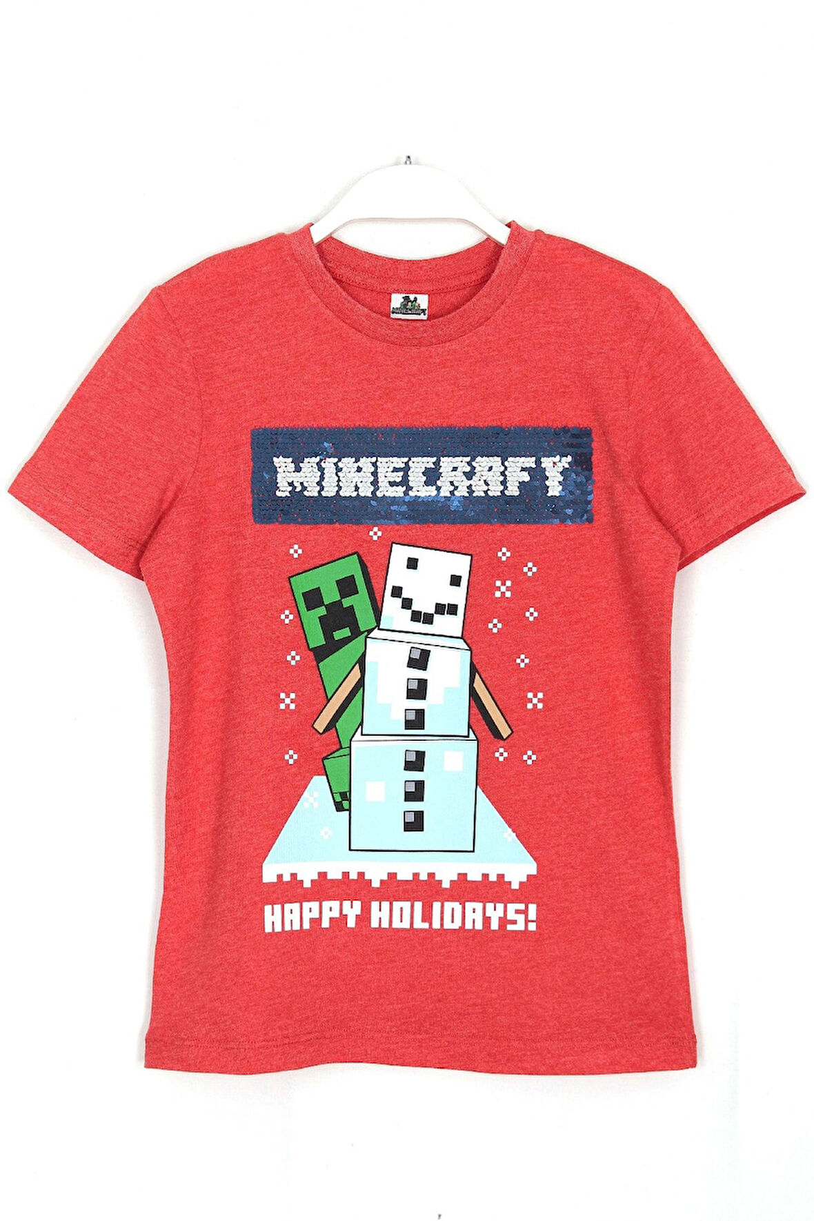 Erkek Çocuk Kırmızı Çift Yönlü Pullu Baskılı T-shirt