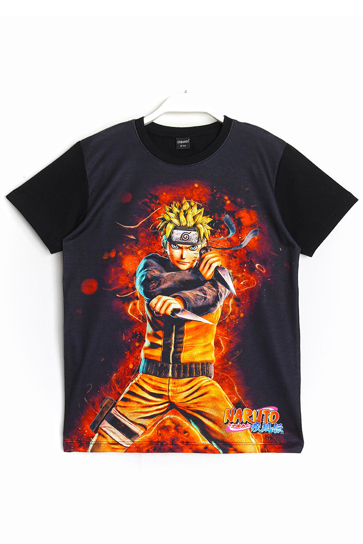 3d Baskılı Anime Naruto Uzumaki Çocuk Siyah T-shirt