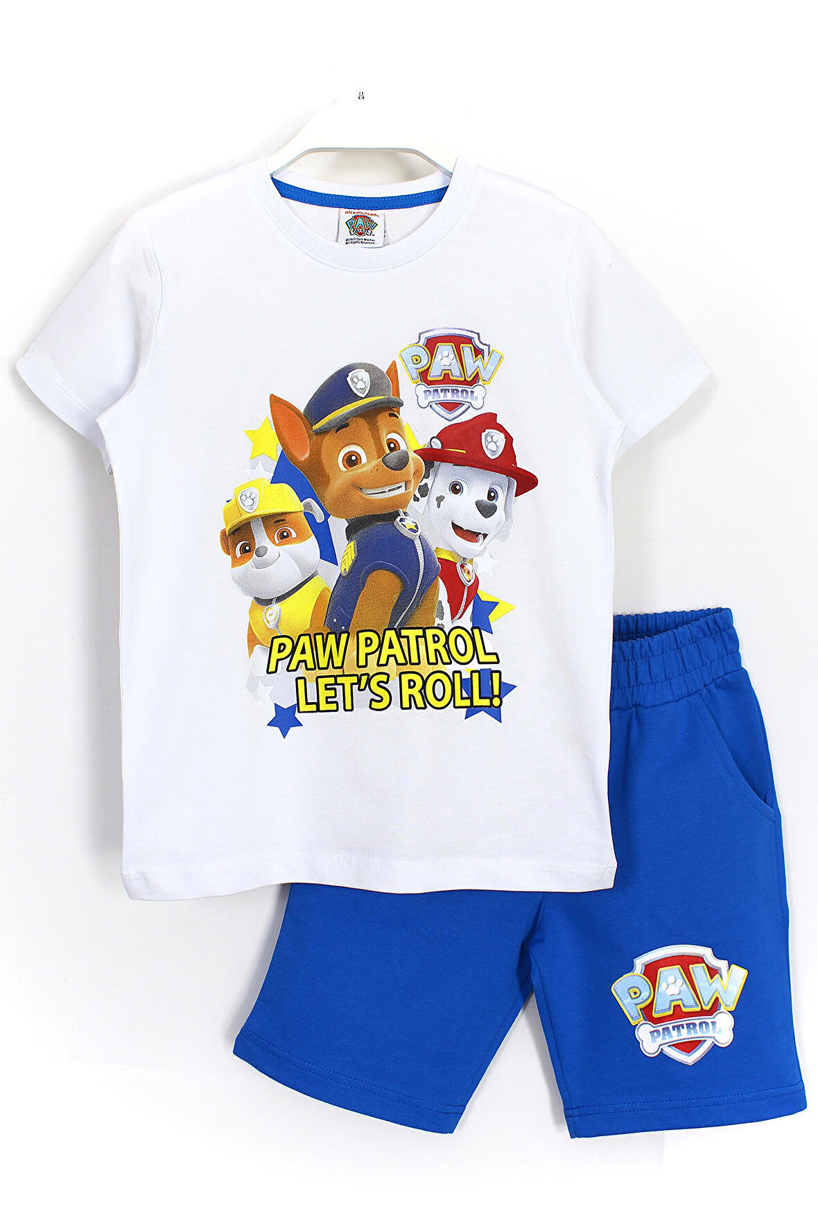 Paw Patrol Marshall Rubble Chase Baskılı Çocuk Takım Beyaz Mavi