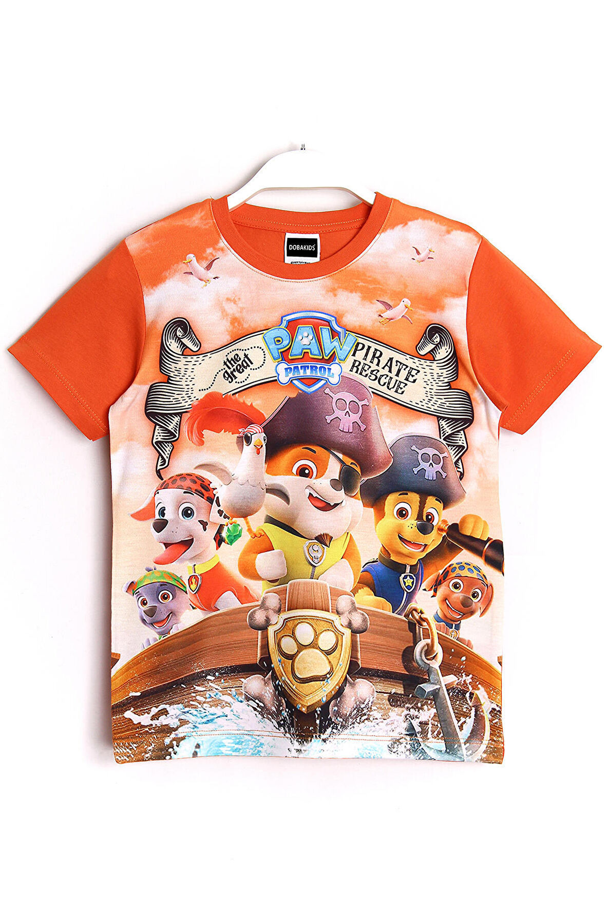 3D Paw Patrol Prate Rescue Movie Baskılı Çocuk T-shirt Turuncu