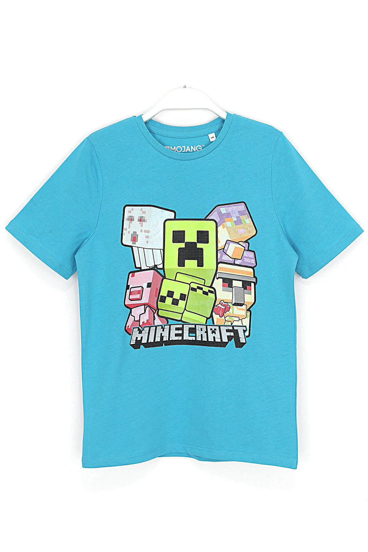 Minecraft Erkek Çocuk Yüksek Baskı T-shirt Mavi