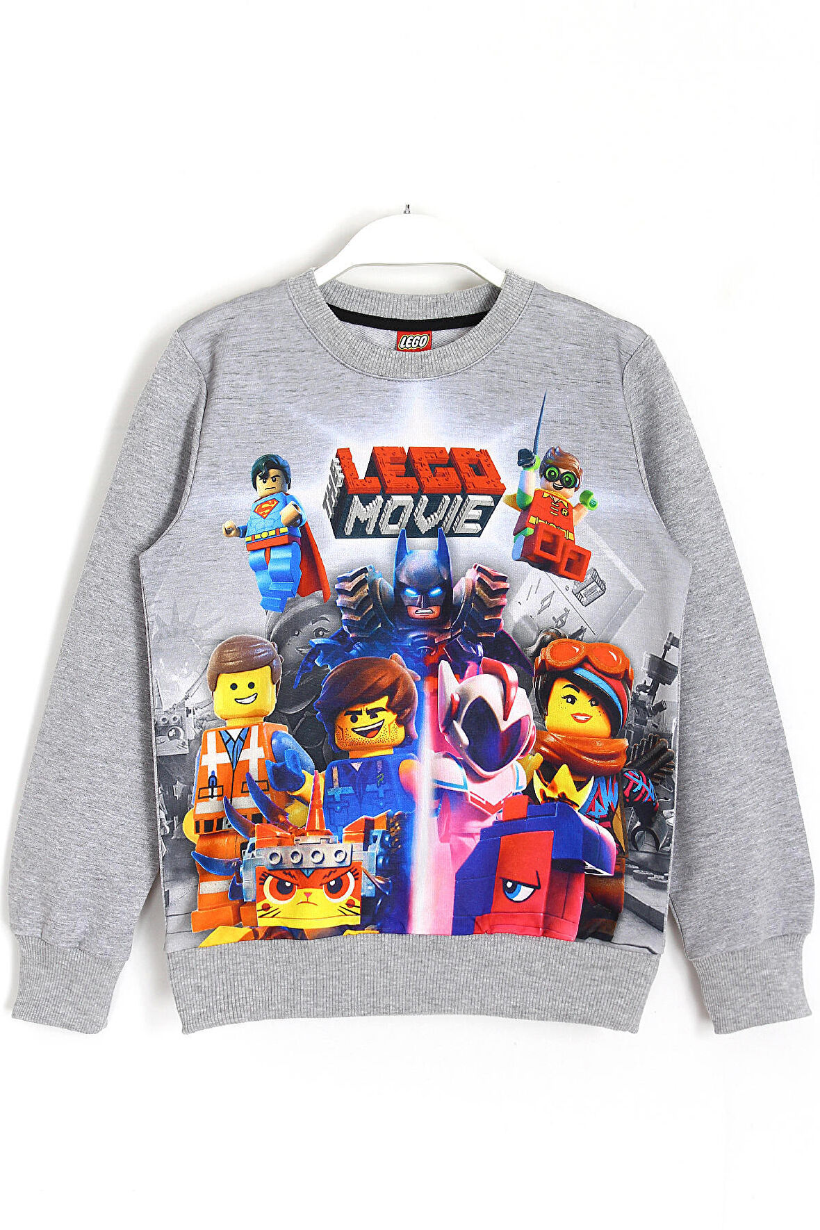 Lego Movie 3d Baskılı Erkek Çocuk Sweatshirt Gri Melanj