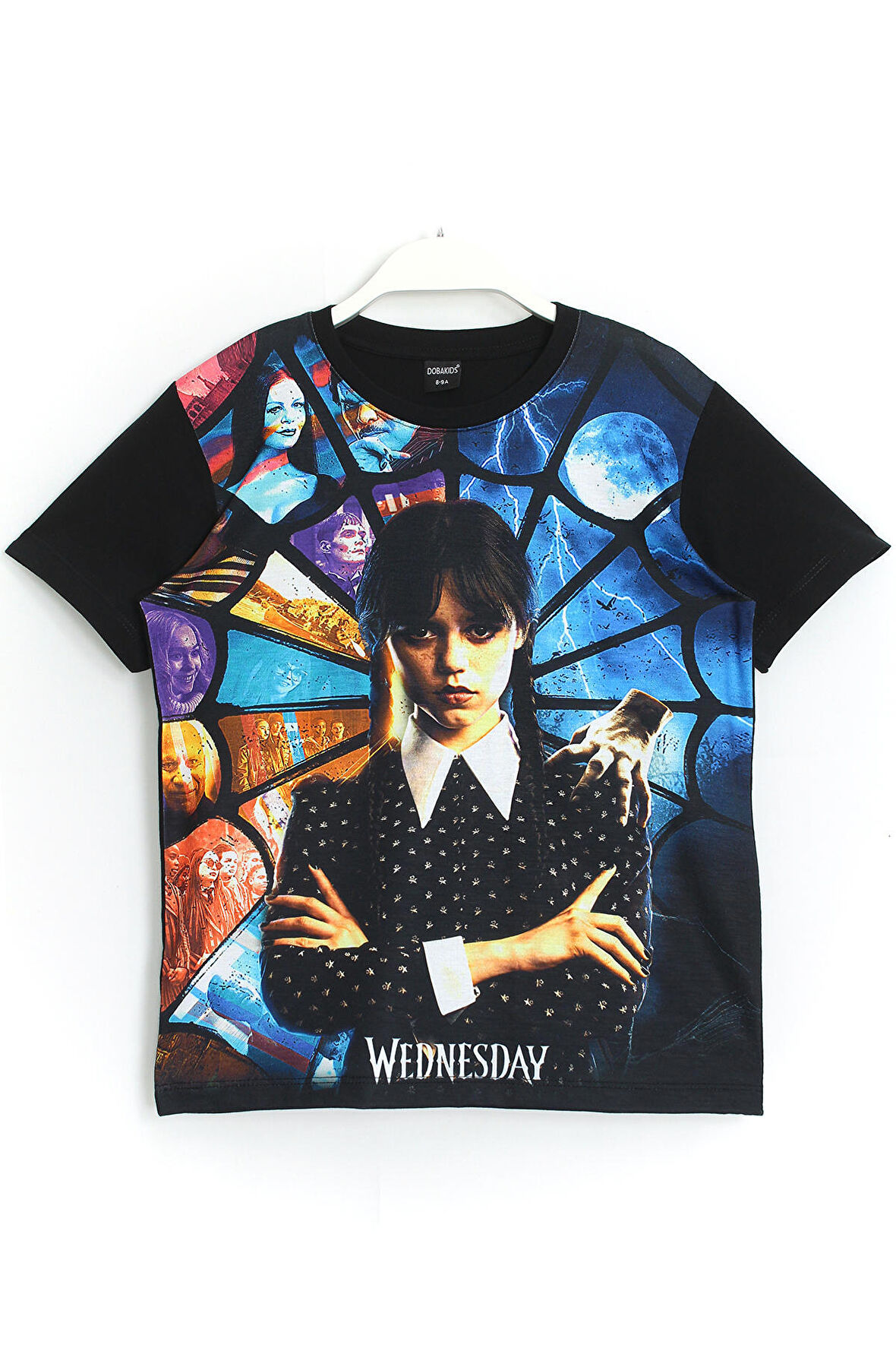 3d Baskılı Kız Çocuk Wednesday Addams T-shirt Siyah