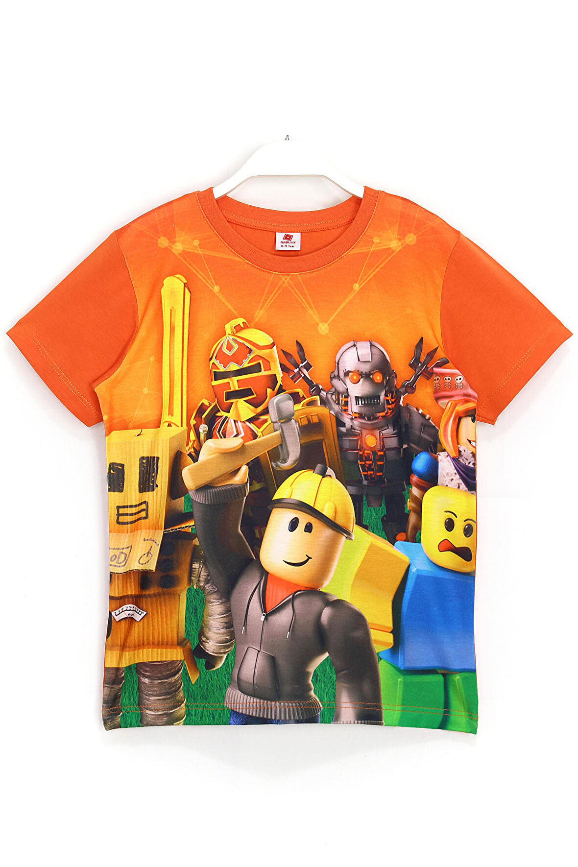 Erkek Çocuk Oyun 3d Roblox Baskılı T-shirt Turuncu