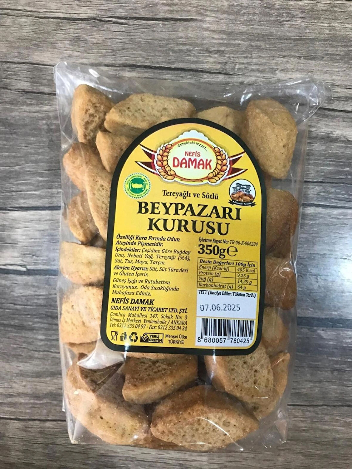 Damak Beypazarı Kurusu Tereyağlı ve Sütlü 350 gr