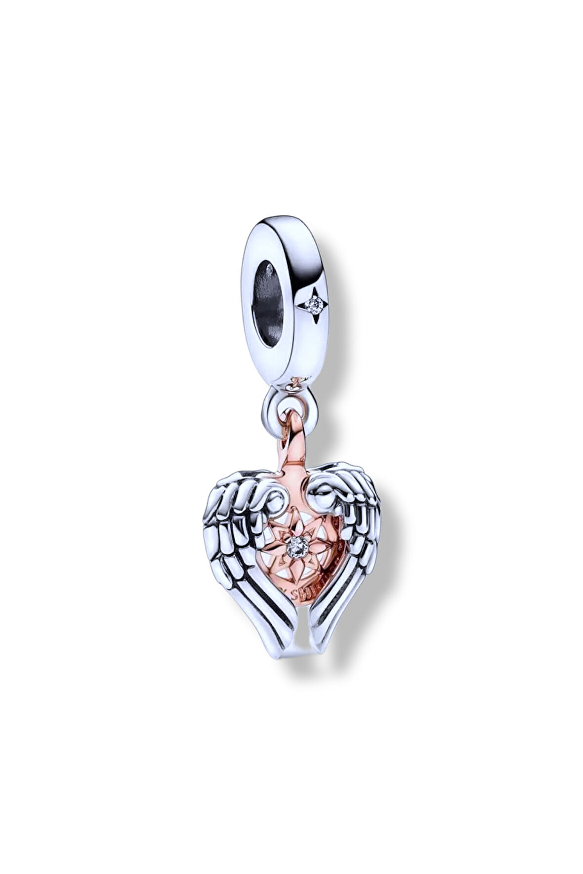 Pusula ve Melek Kanatları Charm | 925 Ayar Gümüş