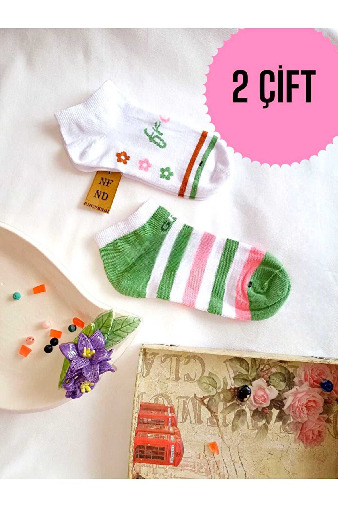 2 ÇİFT BURUN DİKİŞSİZ PATİK PAMUKLU ÇORAP KISA KONÇ KADIN ÇORABI 36-40 YEŞİL BEYAZ PEMBE