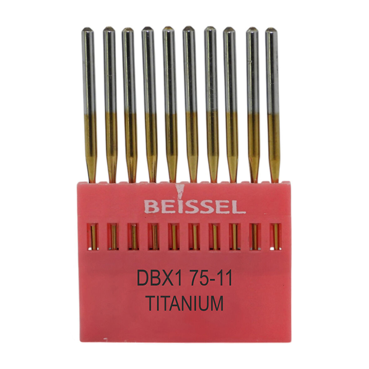 Beissel DBx1 Sanayi Tipi Düz makine İnce dipli iğne 11/75 Numara Altın  SES uçlu 10 Adet (1 Paket)