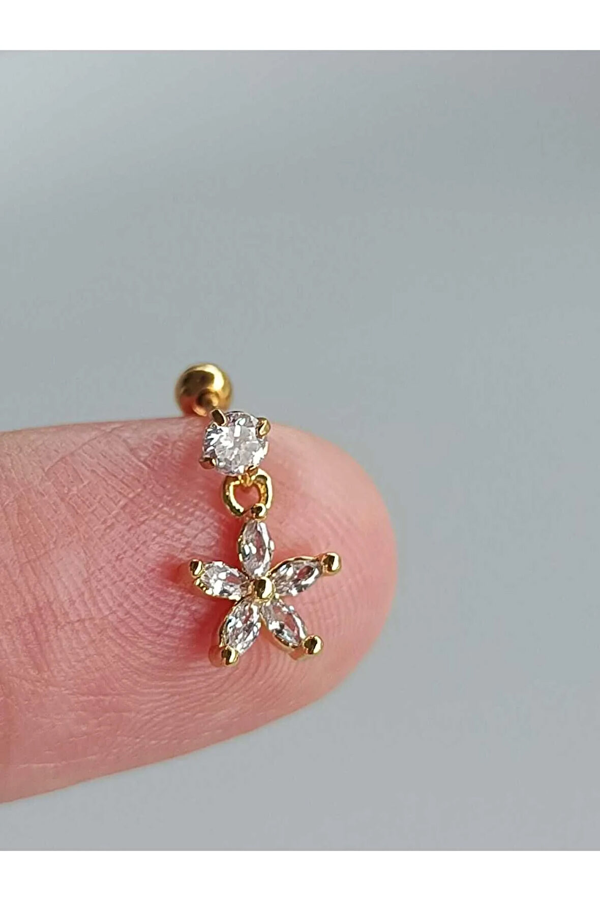 Cerrahi Çelik Sallantılı Altın Yıldız Zirkon Tragus Helix Conch Piercing