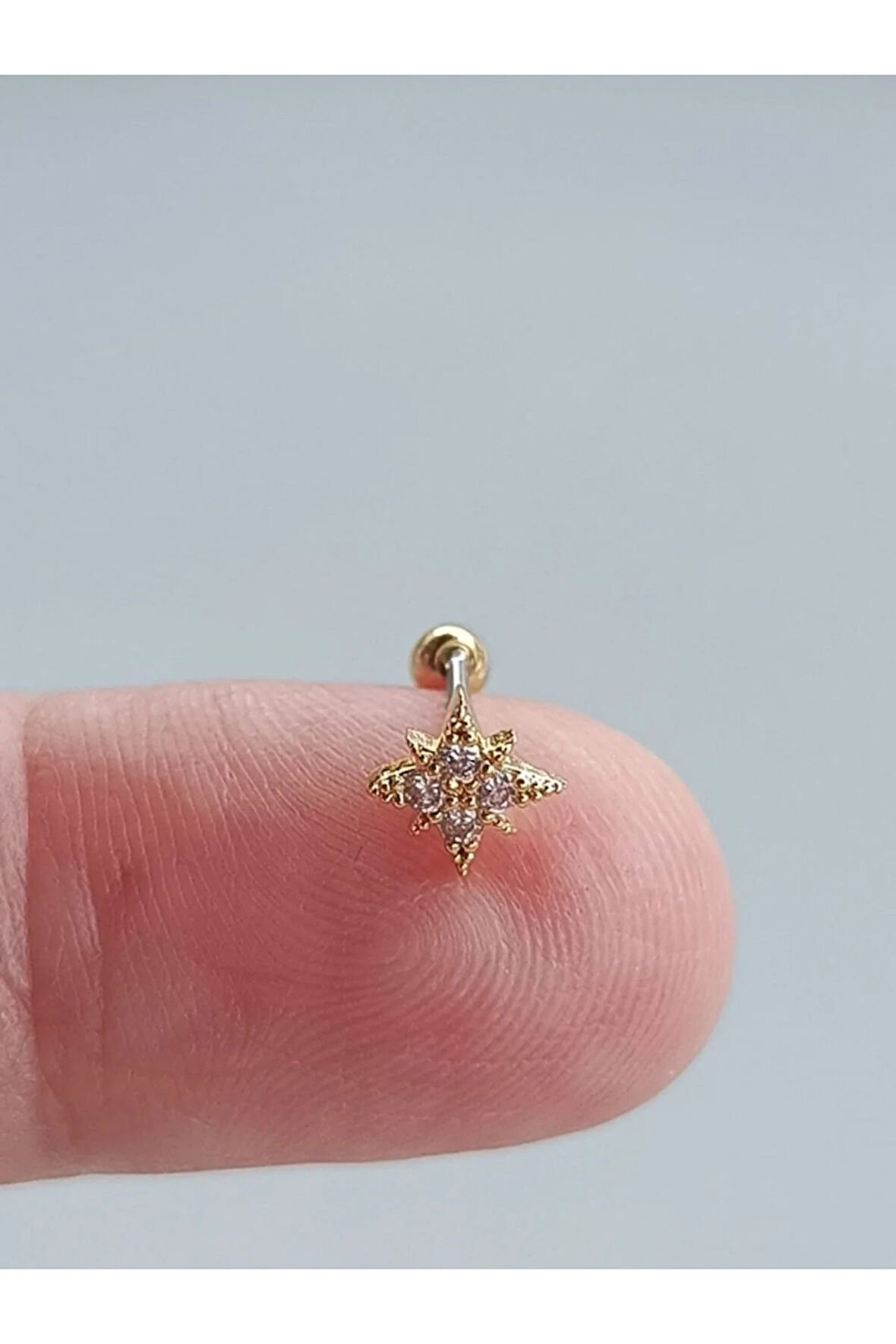 Cerrahi Çelik Kuzey Yıldızı Altın Tragus Helix Piercing
