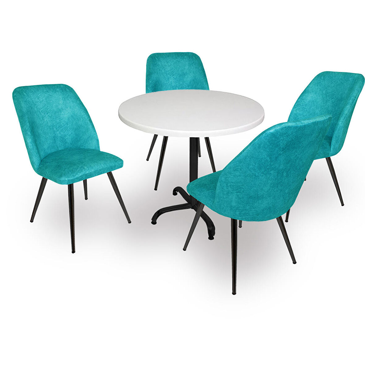 Indigo Werzalit Yuvarlak - Nilüfer Masa Takımı (90 cm çap) - Turkuaz