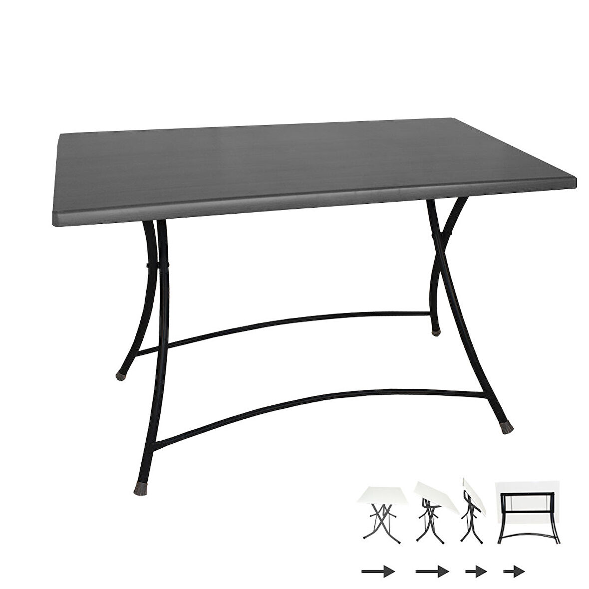 Modern Katlanır Werzalit Tabla Masa (80x120) - Siyah