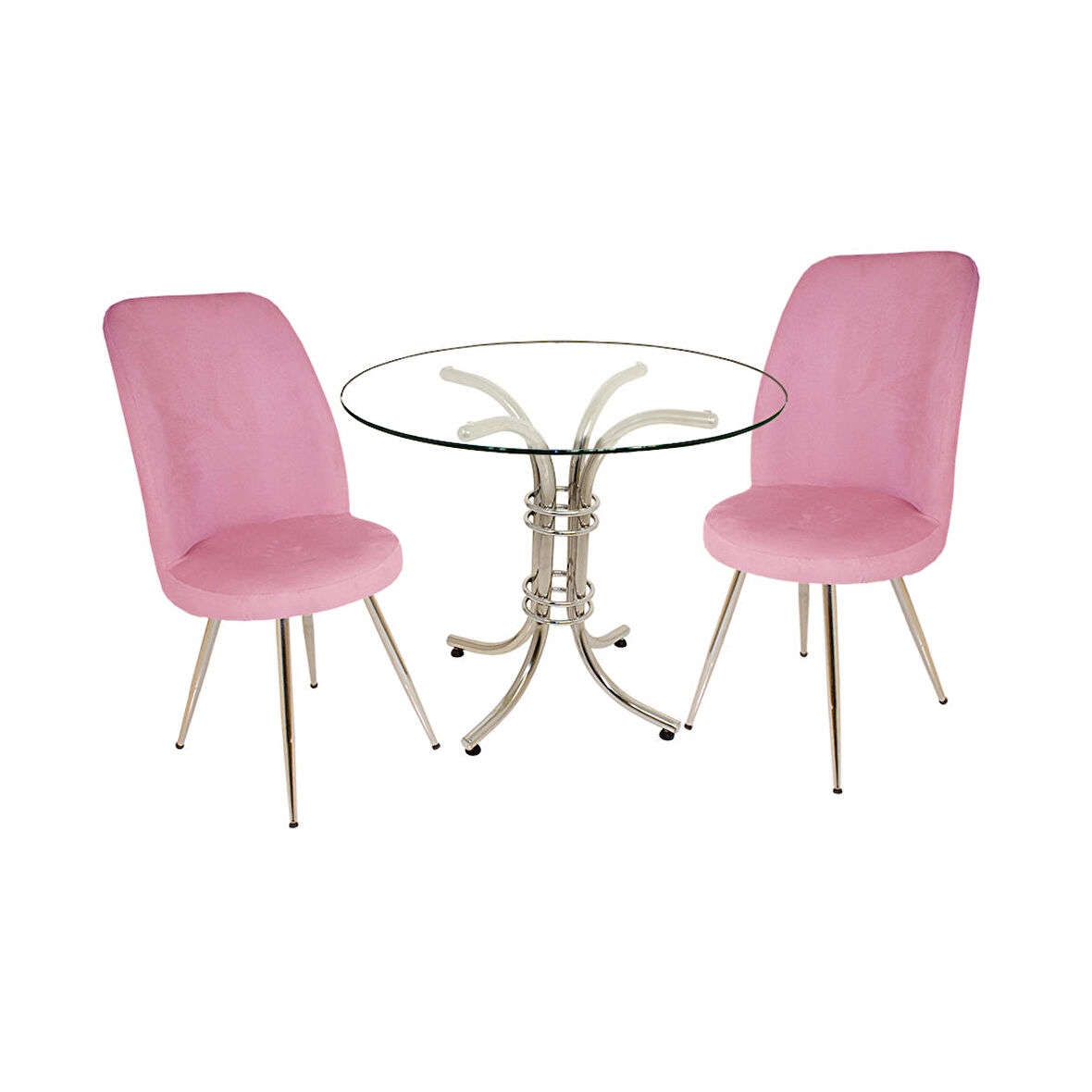Buket Yuvarlak Cam - Saray Fiskos Seti - Pembe