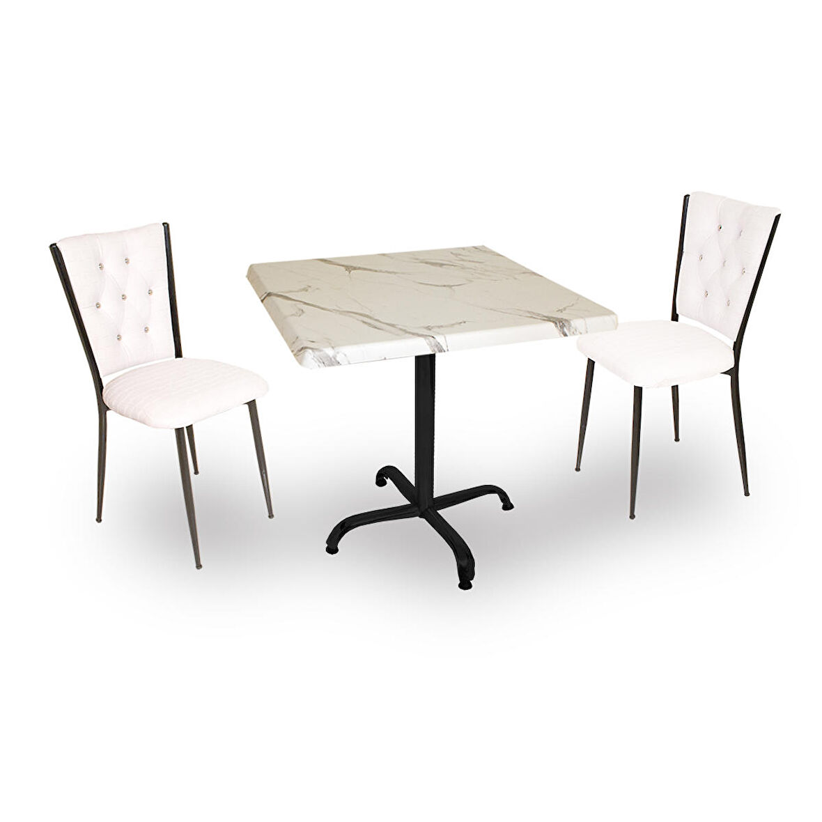 Indigo Werzalit Kare - Kapitoneli Fiskos Takımı (70X70) - Bianco Carrara Beyaz