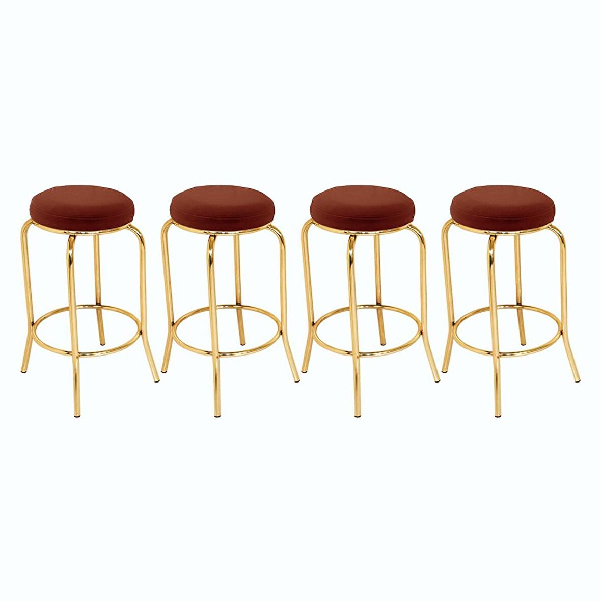 Bar Taburesi Gold (4 Adet) - Kahve