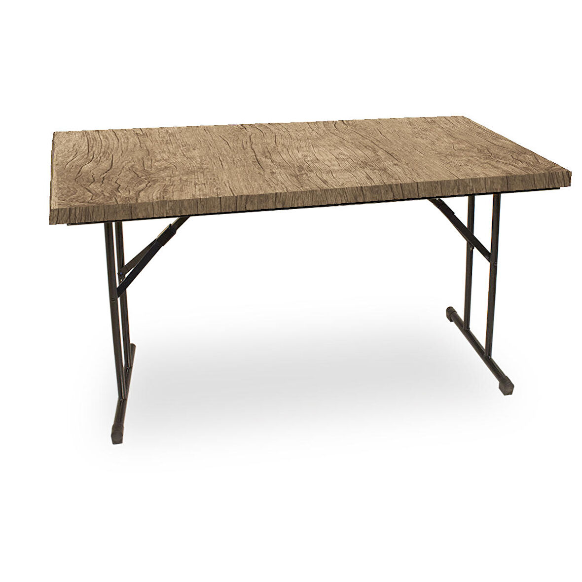 Banket Laminat Masa 80x140 (ESB-SIYAH) - Rustic Dark Oak (Katlanır)