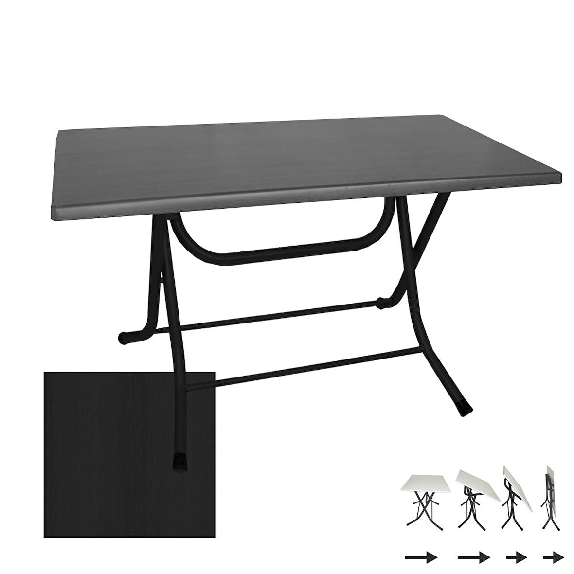 Klasik Katlanır Werzalit Tabla Masa (70X120) - Siyah