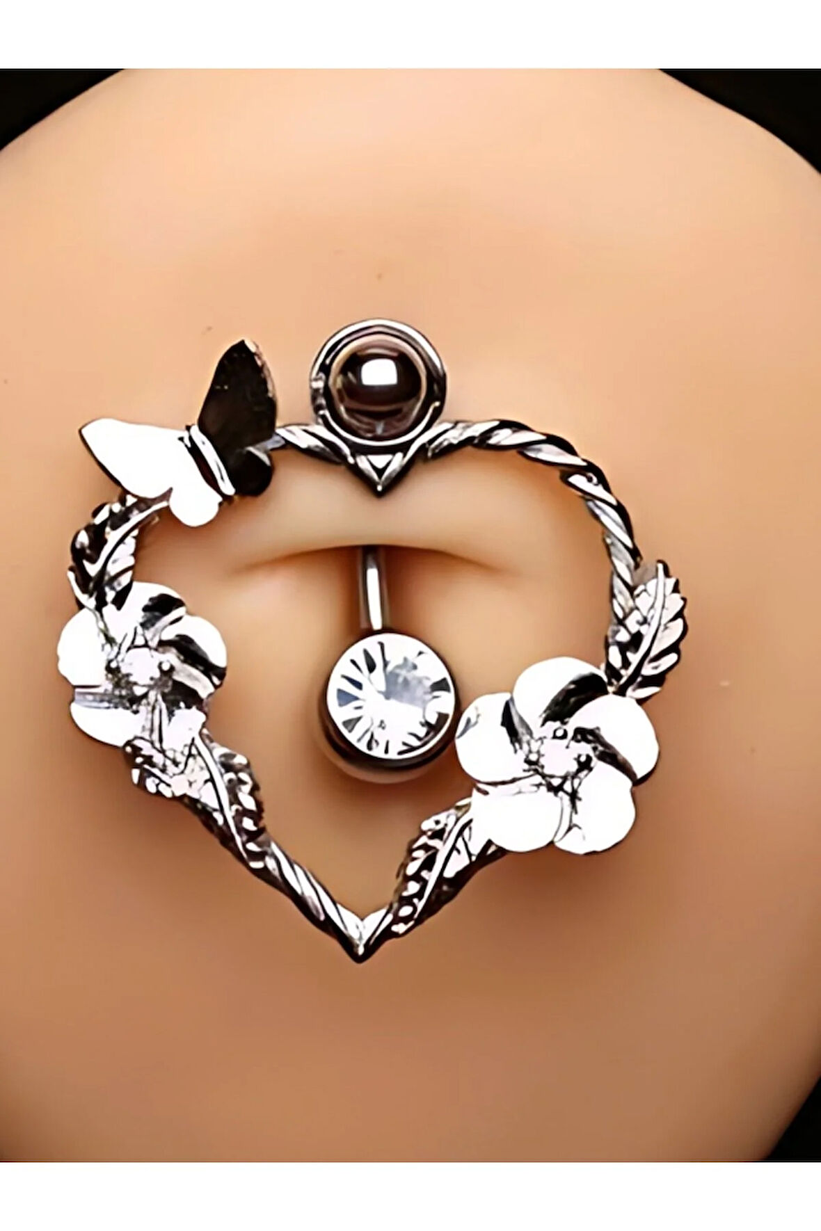 Kalp Mod01 Zirkon Çelik Göbek Piercing