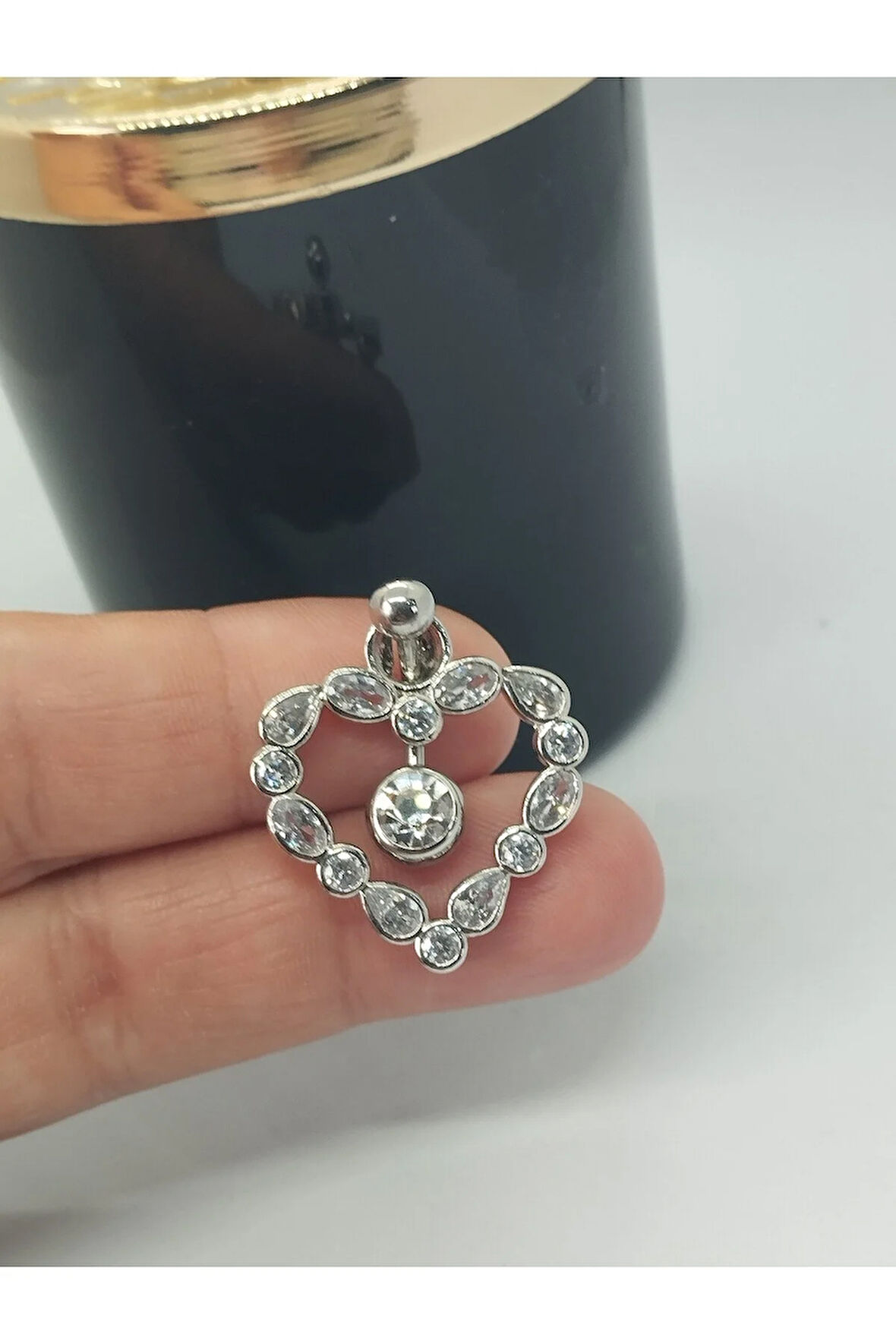Cerrahi Çelik Kalp Zirkon Çelik Göbek Piercing