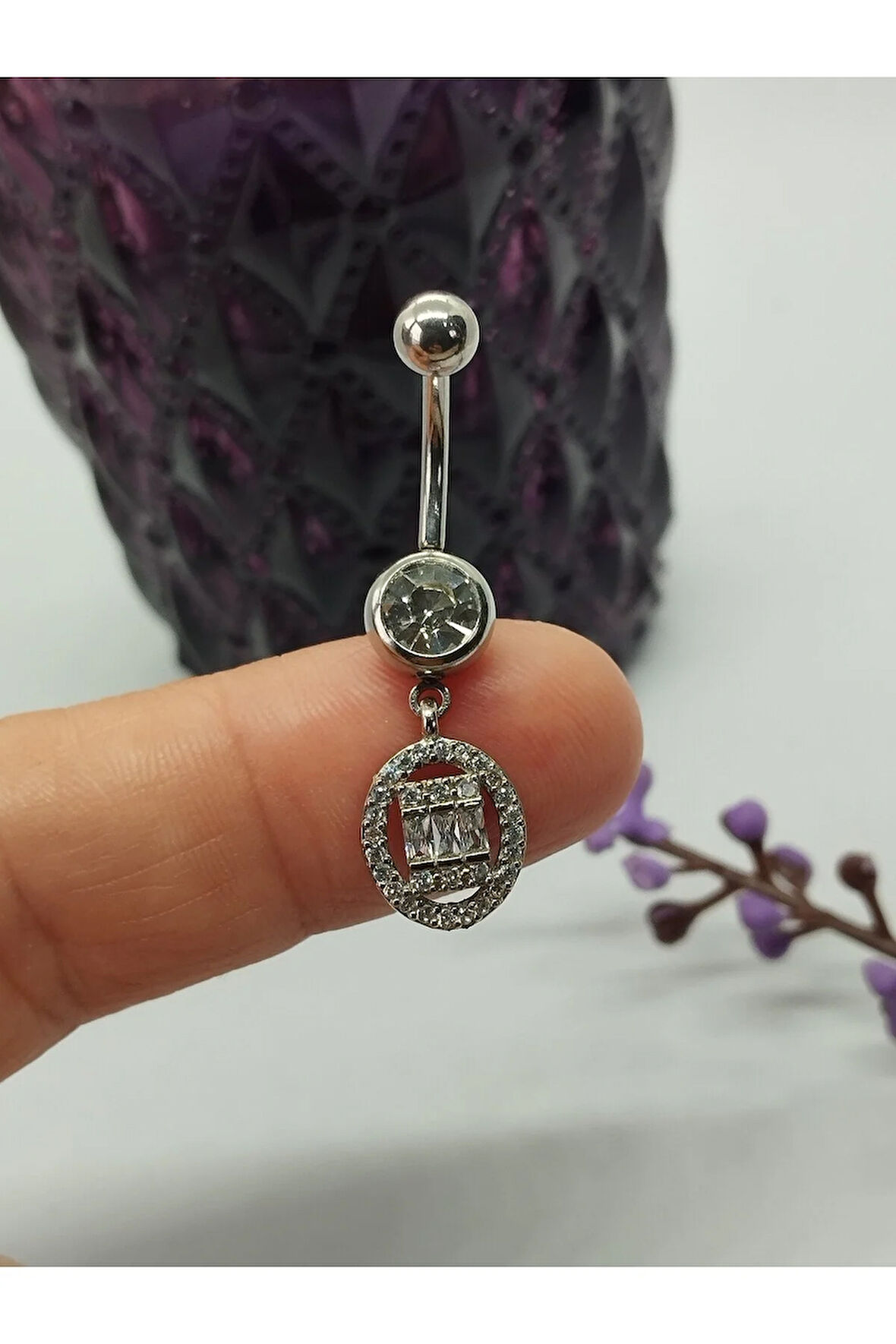 Cerrahi Çelik Kübik Daire Zirkon Göbek Piercing