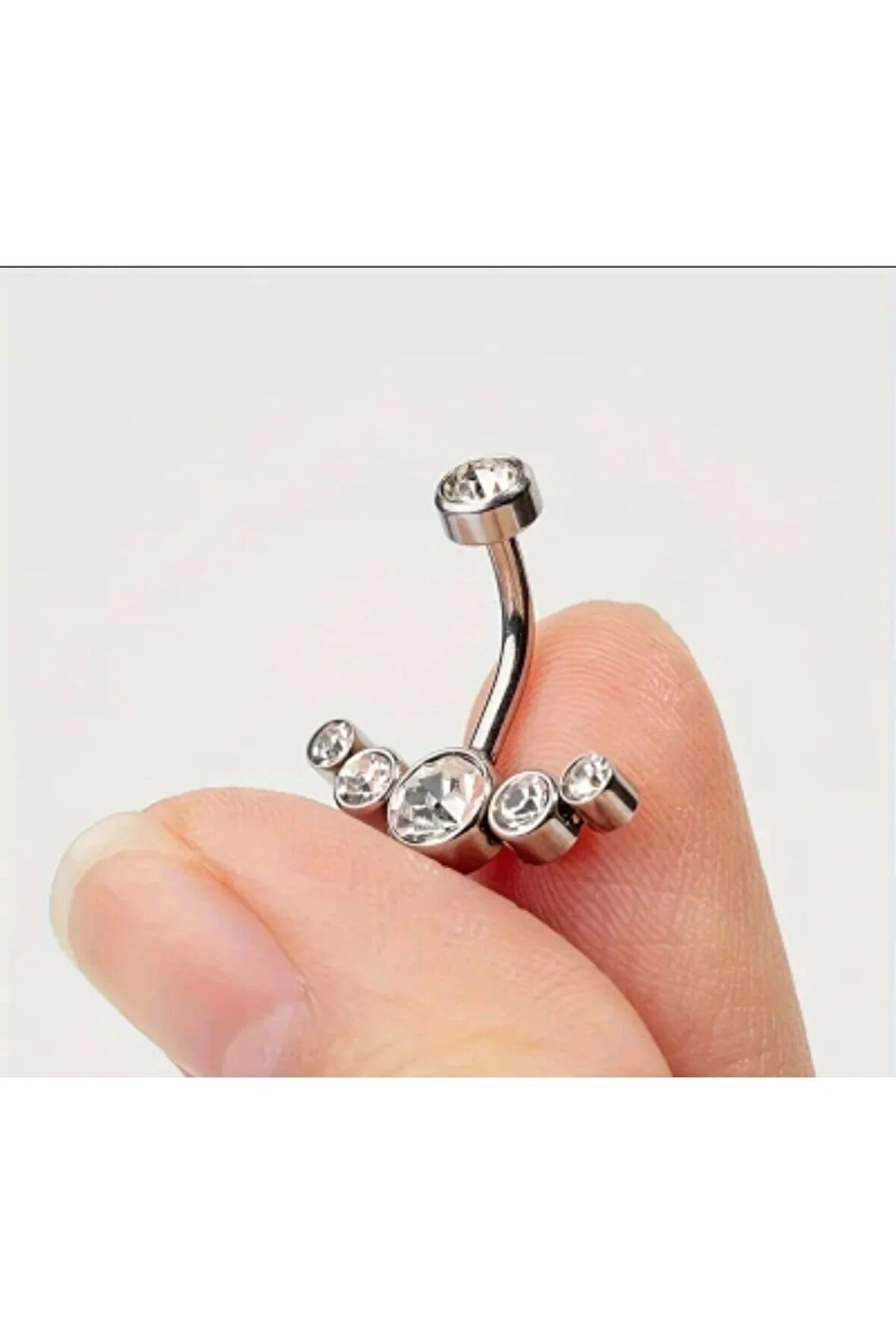 Cerrahi Çelik Taşlı Taç Çelik Göbek Piercing