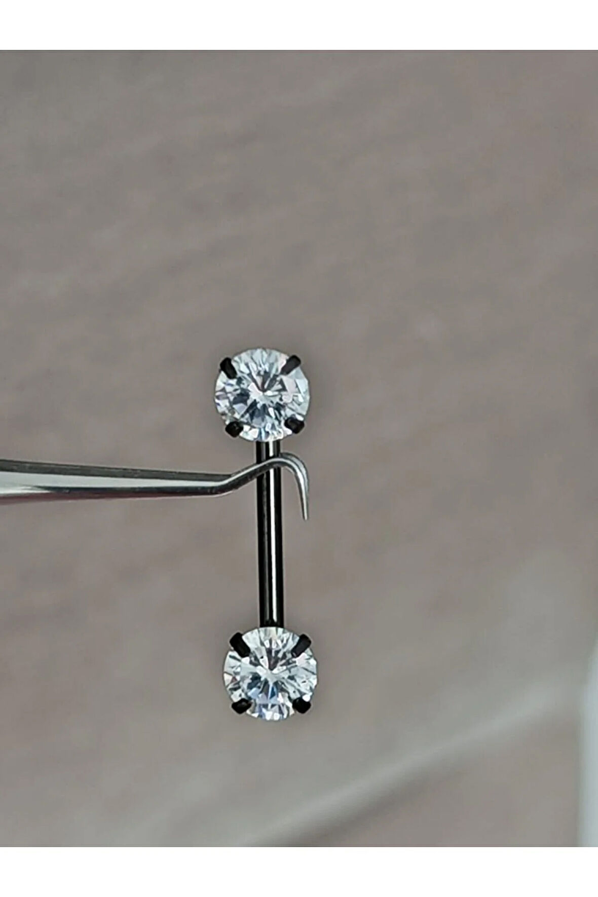 Cerrahi I Çelik 6mm Zirkon Siyah Meme Ucu Piercing (14MM)