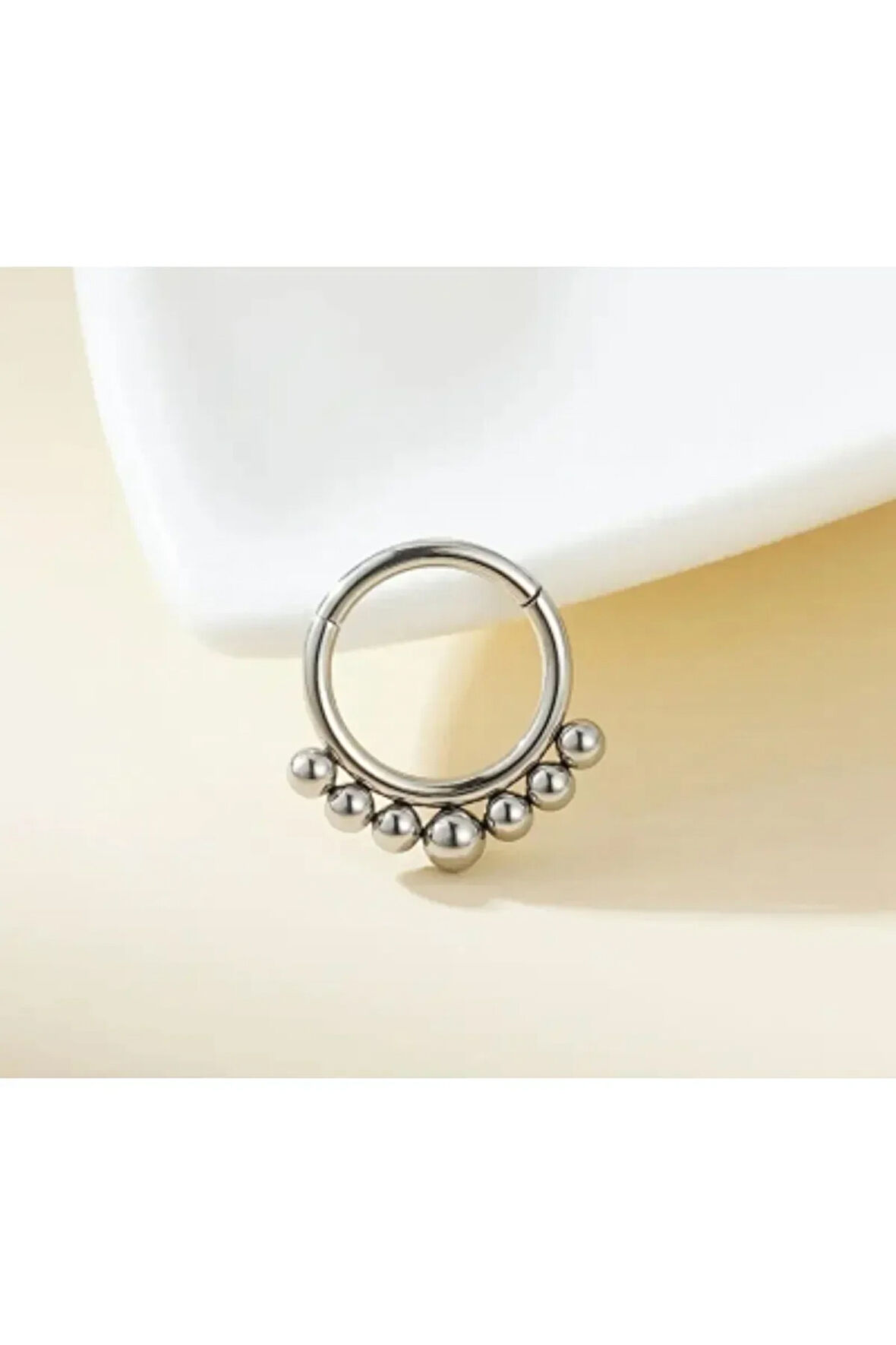 Cerrahi Çelik Yedi Toplu Kilitli Çelik Halka Septum Piercing