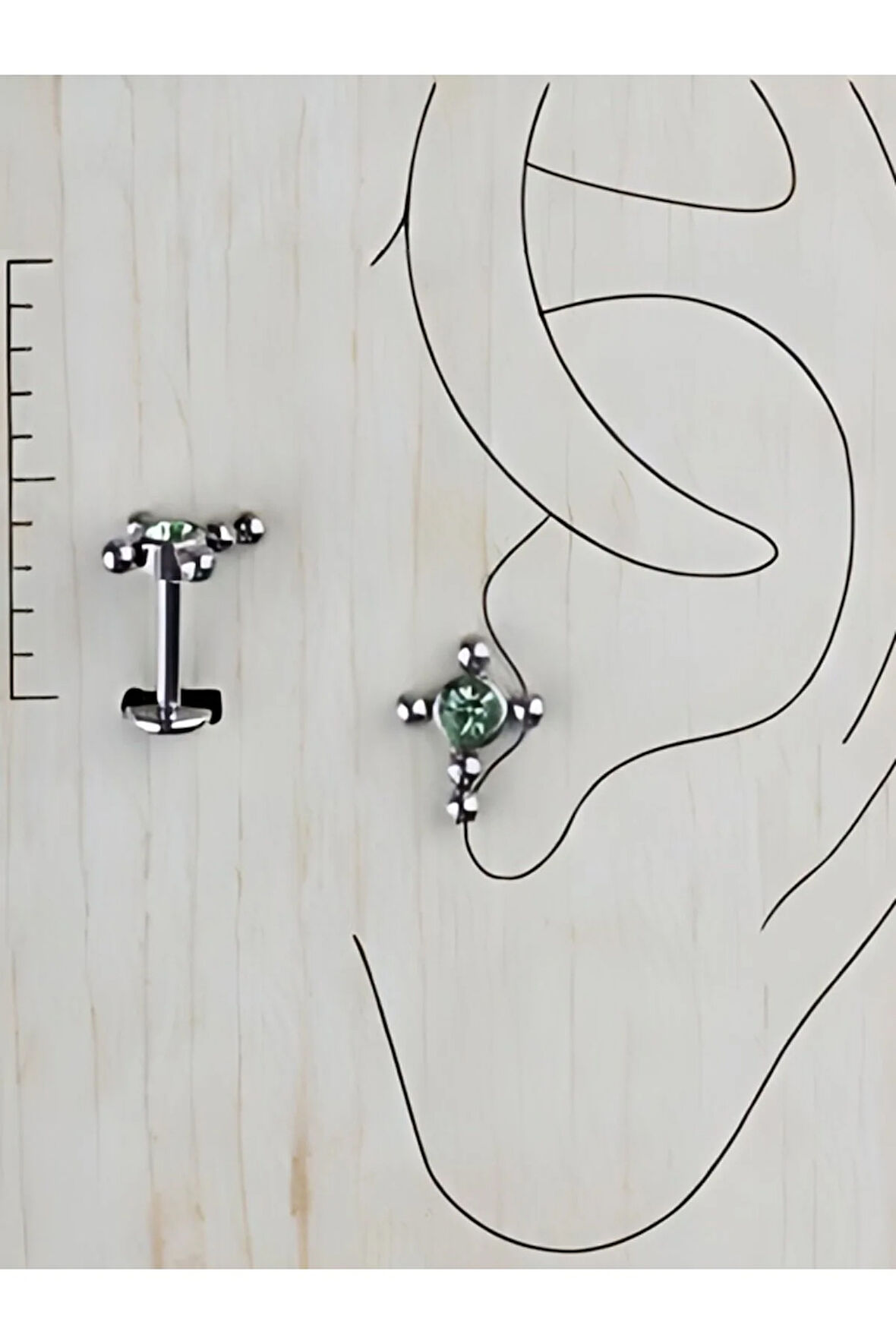 Haç Mint Tek Taş Çelik Tragus Helix Piercing