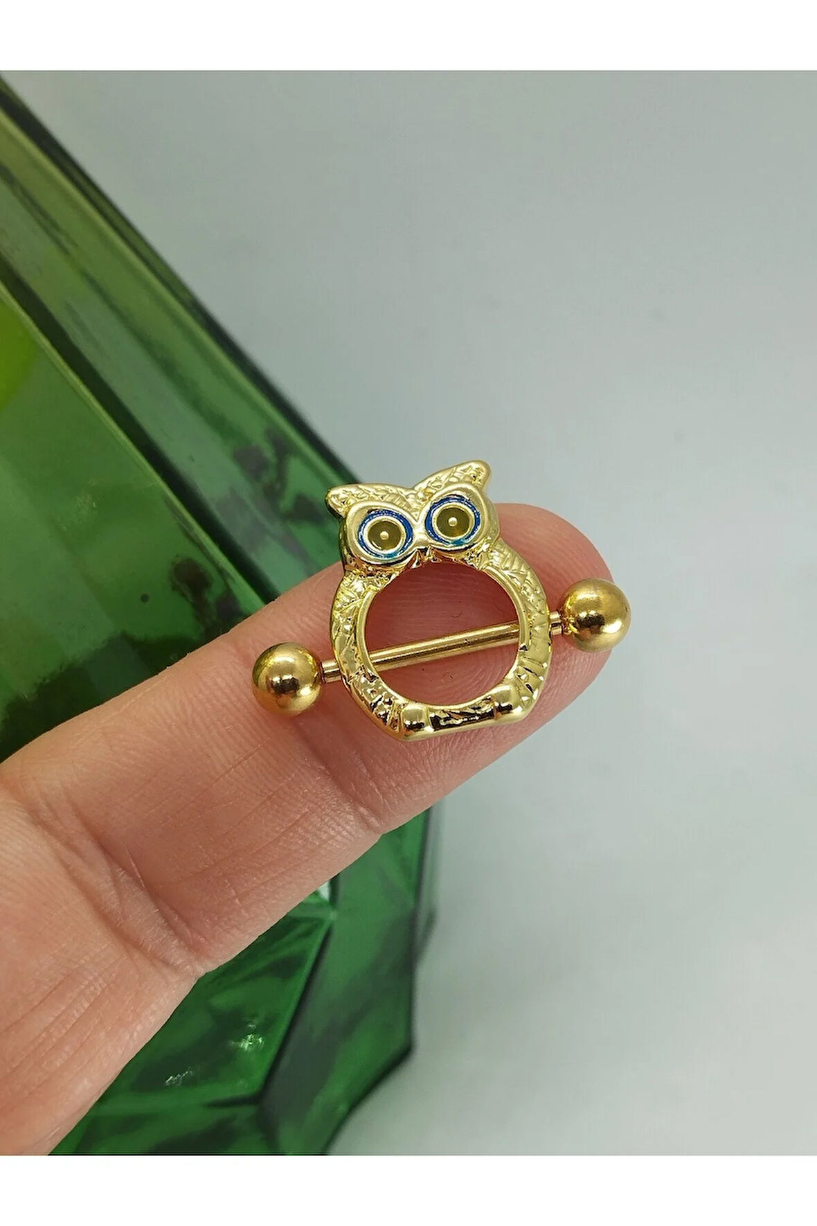 Cerrahi Çelik Baykuş Altın Meme Ucu Piercing,