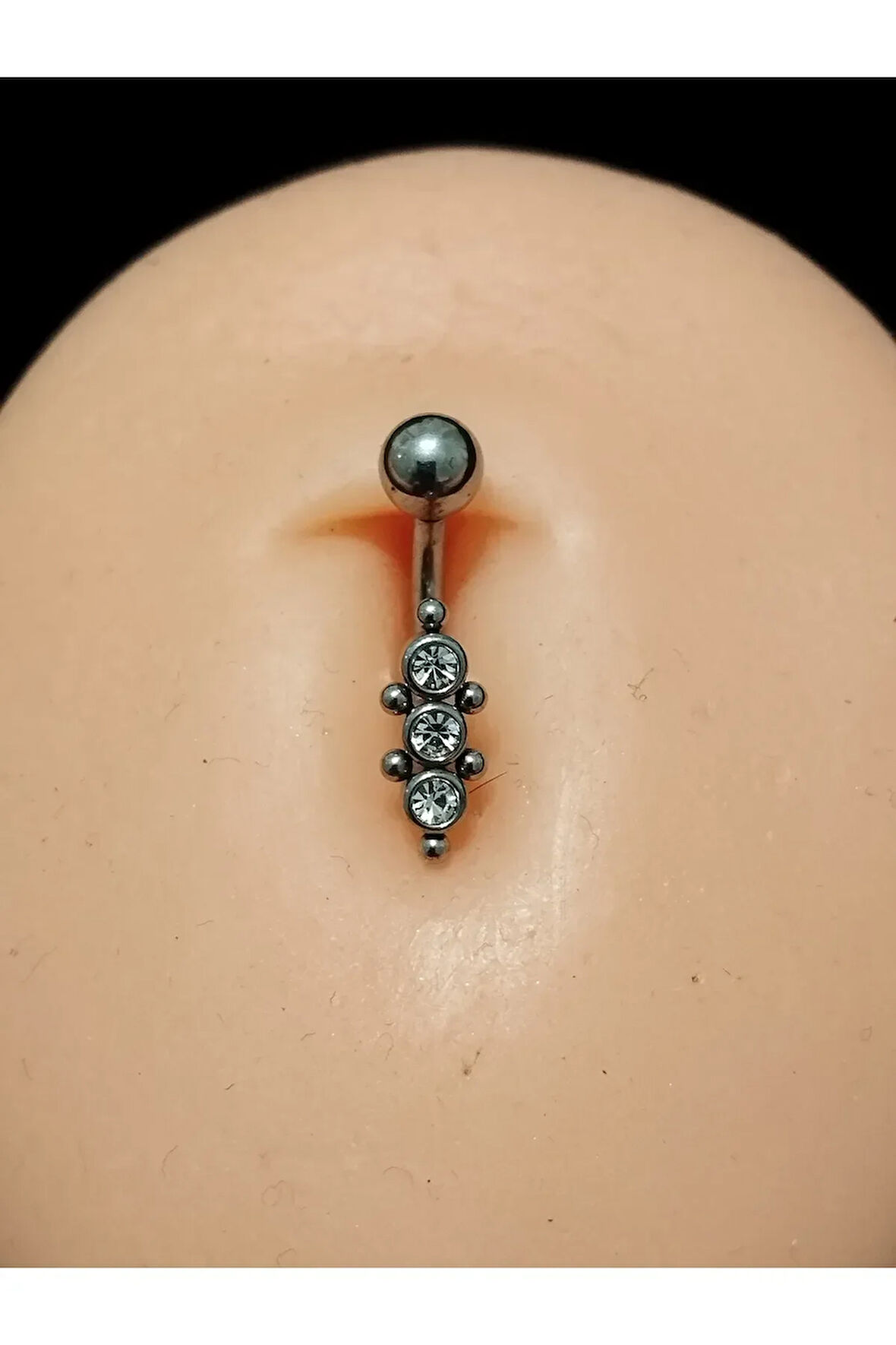 Cerrahi Çelik Üstten Taşlı Toplu Mod4 Çelik Göbek Piercing