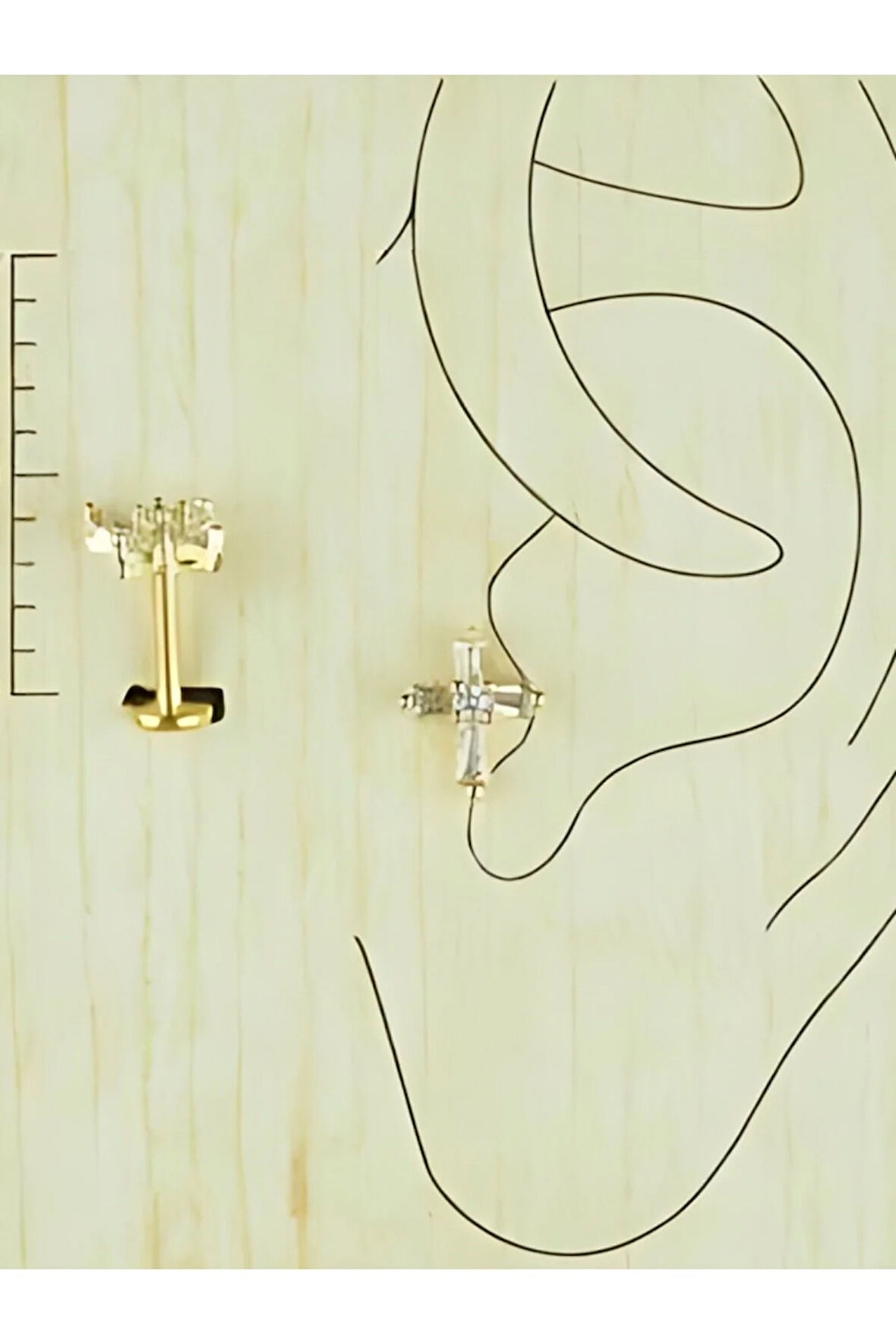Zikon Cross Haç Altın Tragus Helix Piercing