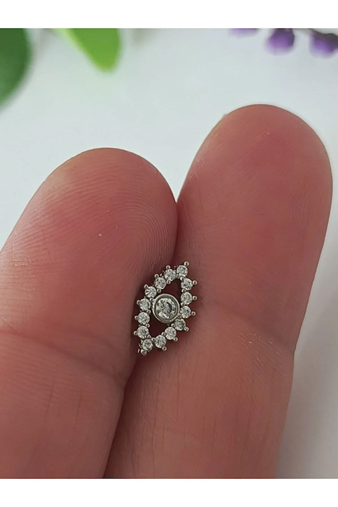 Cerrahi Çelik Göz Kristal Zirkon Çelik 6x1.2mm Labret Piercing