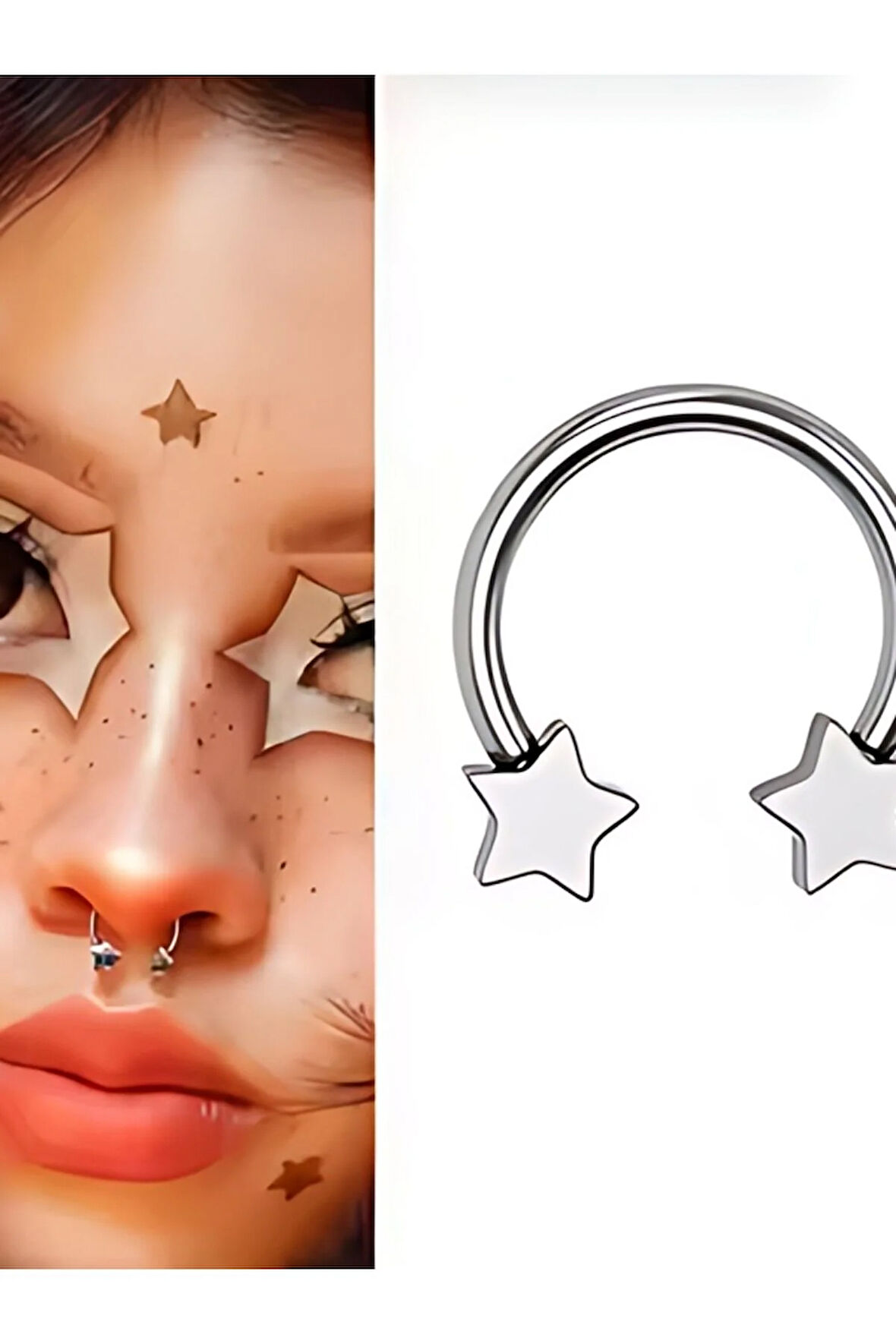 Yıldız 3.5mm x 8mm x 1.2mm Çelik Halka Piercing