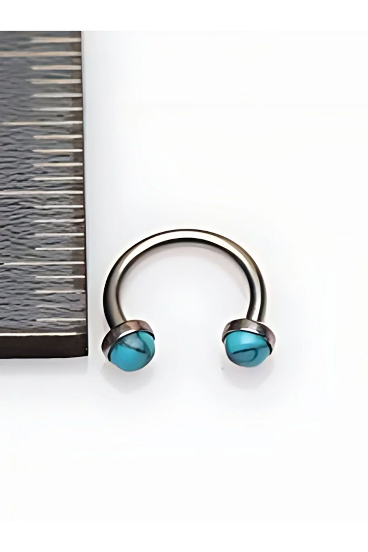 Turkuaz 3mm x 8mm x 1.2mm Çelik Halka Piercing