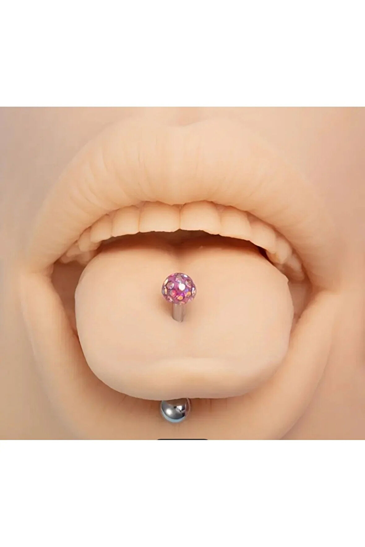 Şambala Pembe Çelik Dil Piercing
