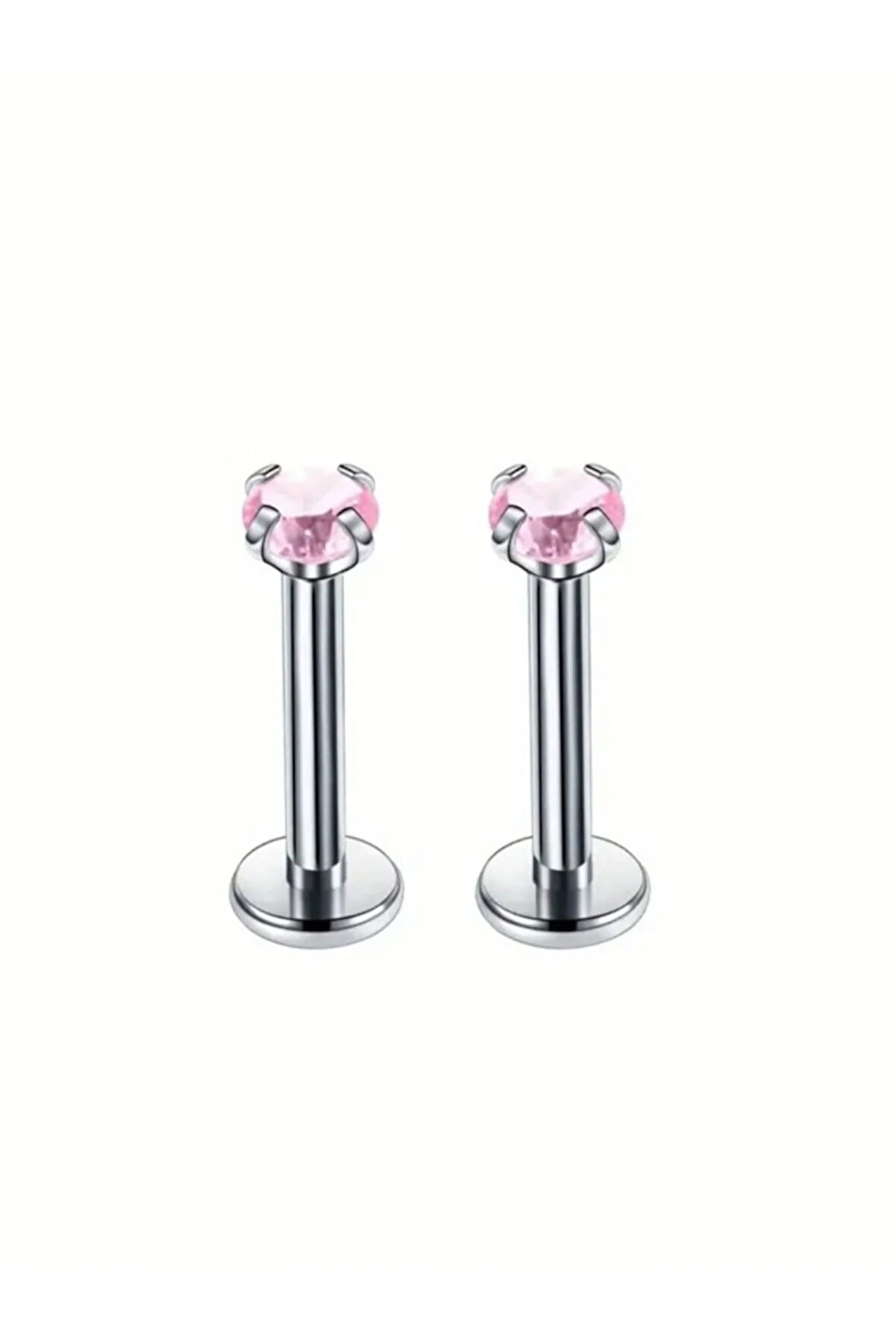 Pençe Doğal Taş Pink Çelik Tragus Piercing