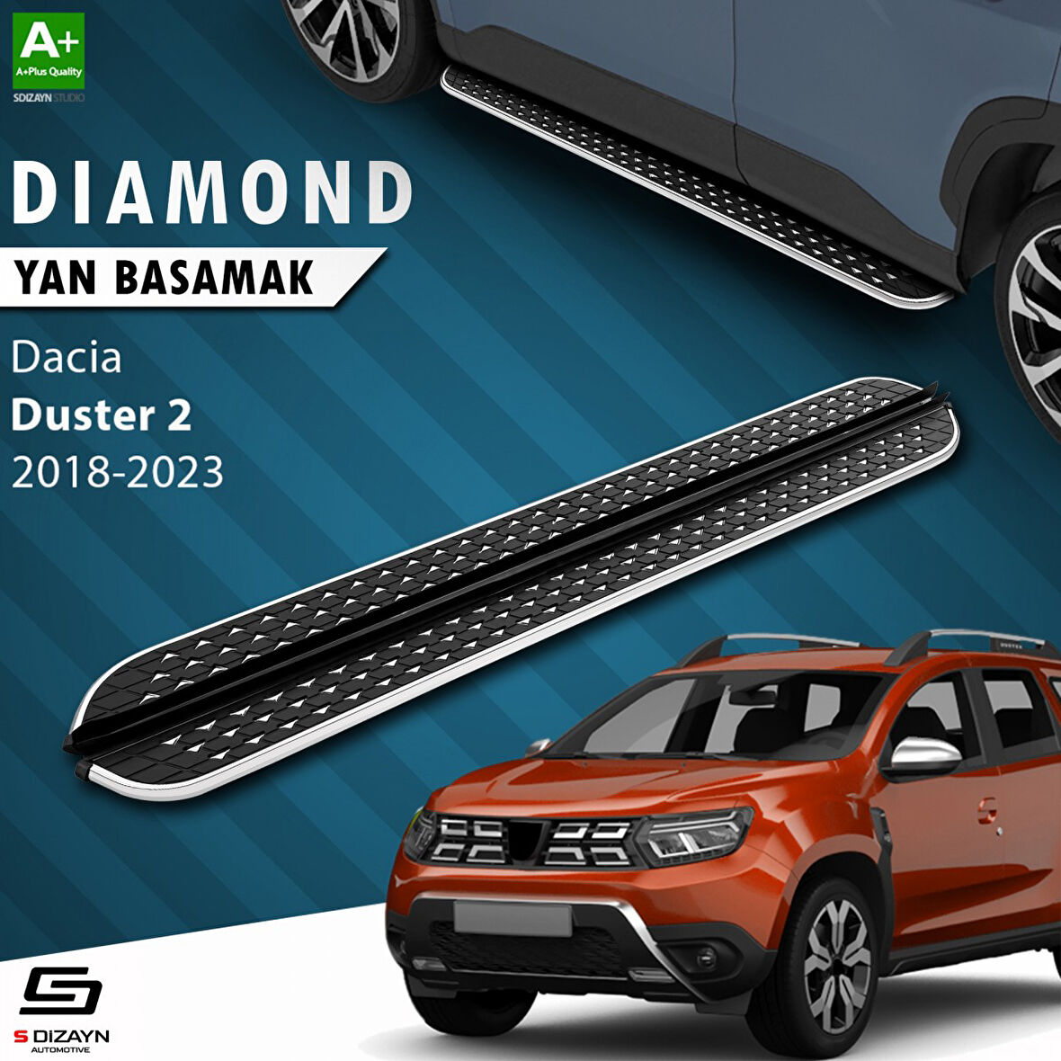 S-Dizayn Dacia Duster 2 Diamond Krom Yan Basamak 173 Cm 2018-2023 A+ Kalite
