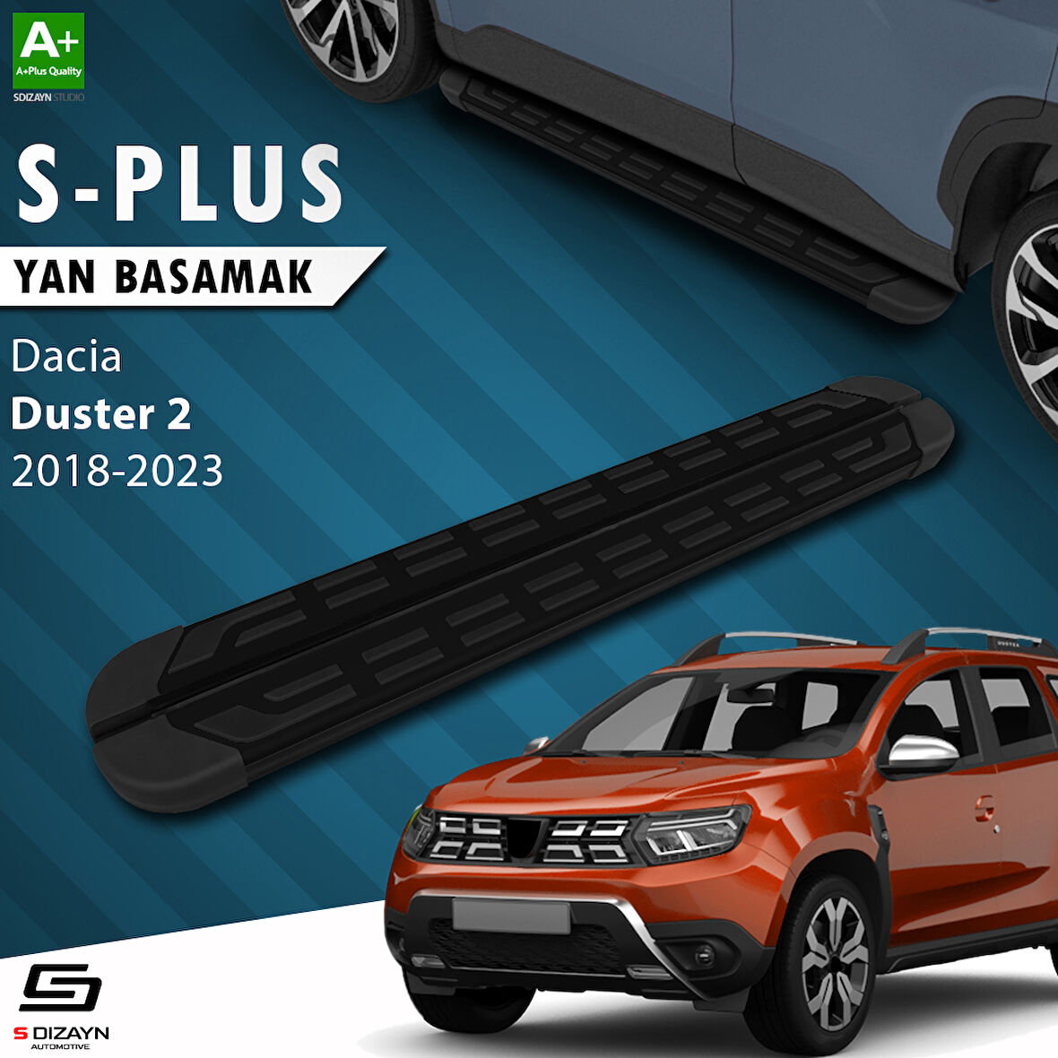 S-Dizayn Dacia Duster 2 S-Plus Siyah Yan Basamak 173 Cm 2018-2023 A+ Kalite