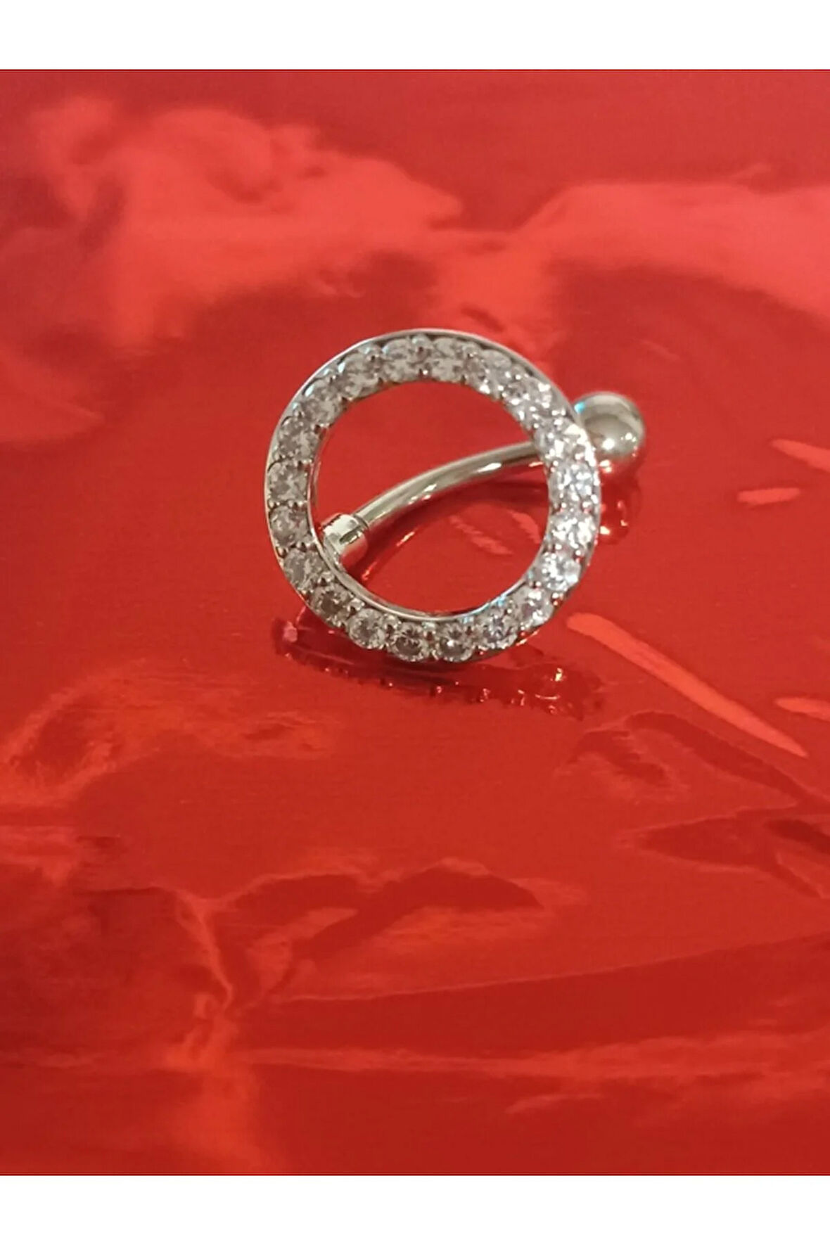 Zirkon Taşlı Yuvarlak Göbek Piercing